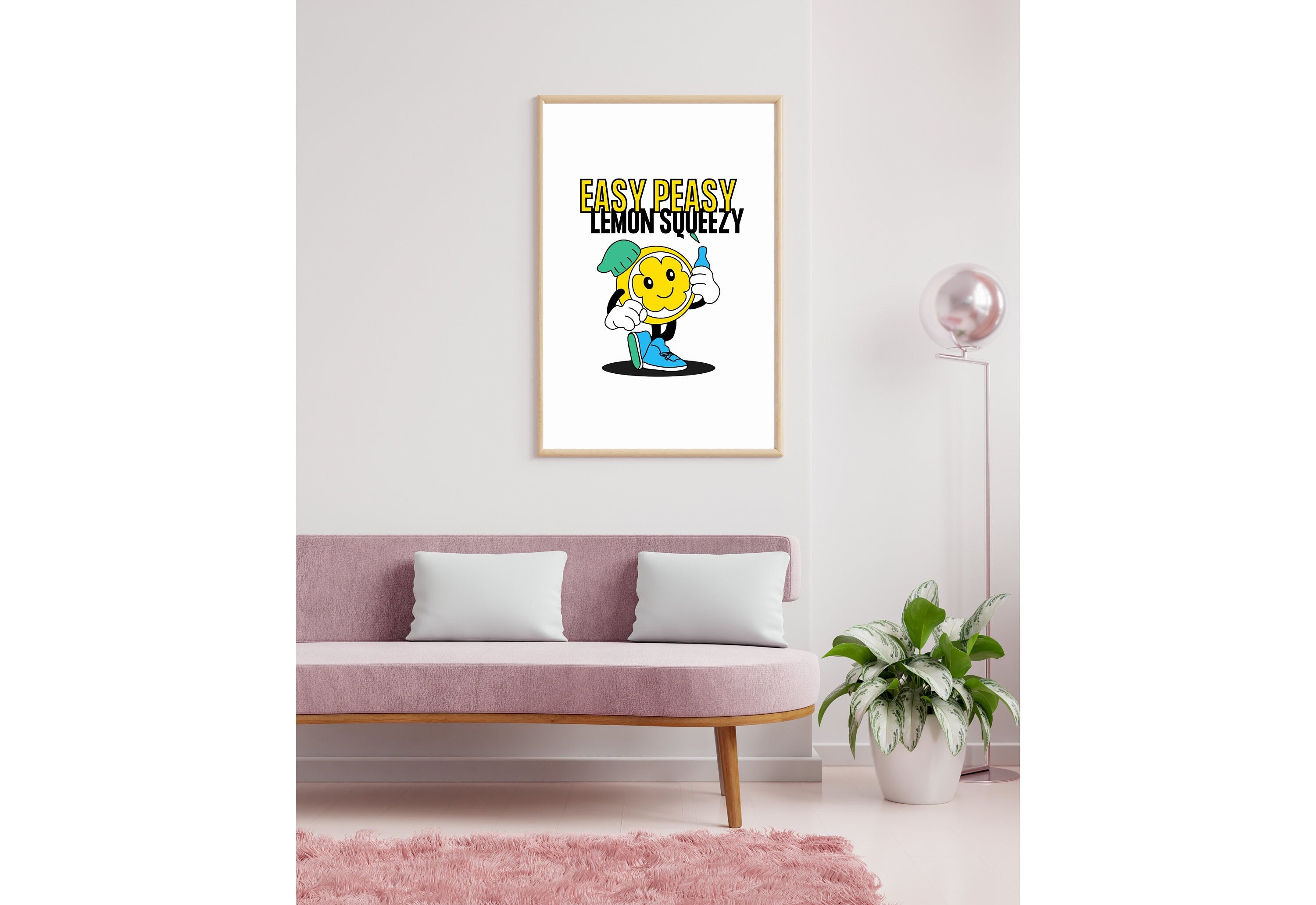 Easy Peasy Lemon Squeezy, Digital Prints, Emotions Art, Instant Download, Encouraging Art, Kids Room Prints, Lemon Art Print, Lemon Cartoon