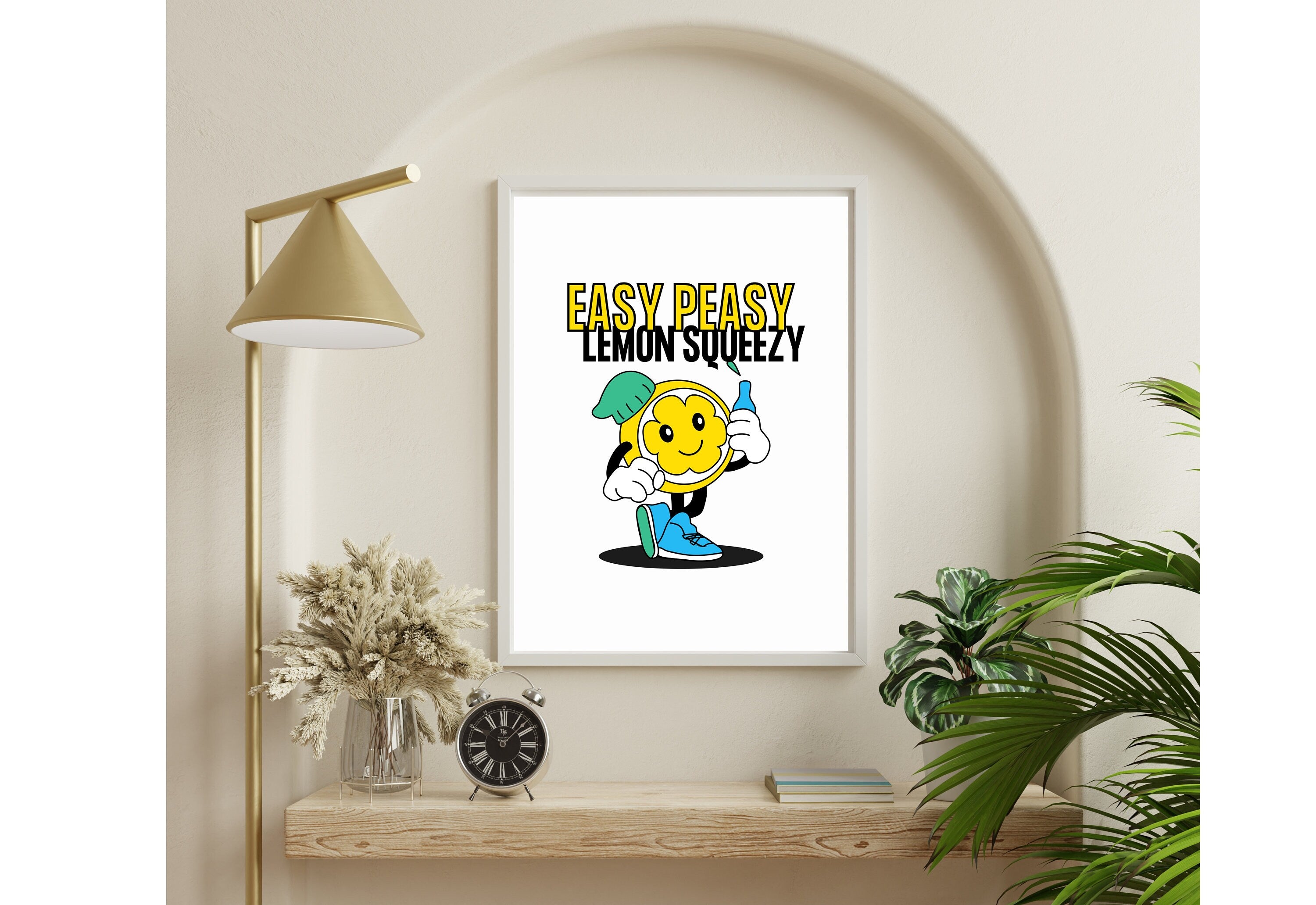 Easy Peasy Lemon Squeezy, Digital Prints, Emotions Art, Instant Download, Encouraging Art, Kids Room Prints, Lemon Art Print, Lemon Cartoon