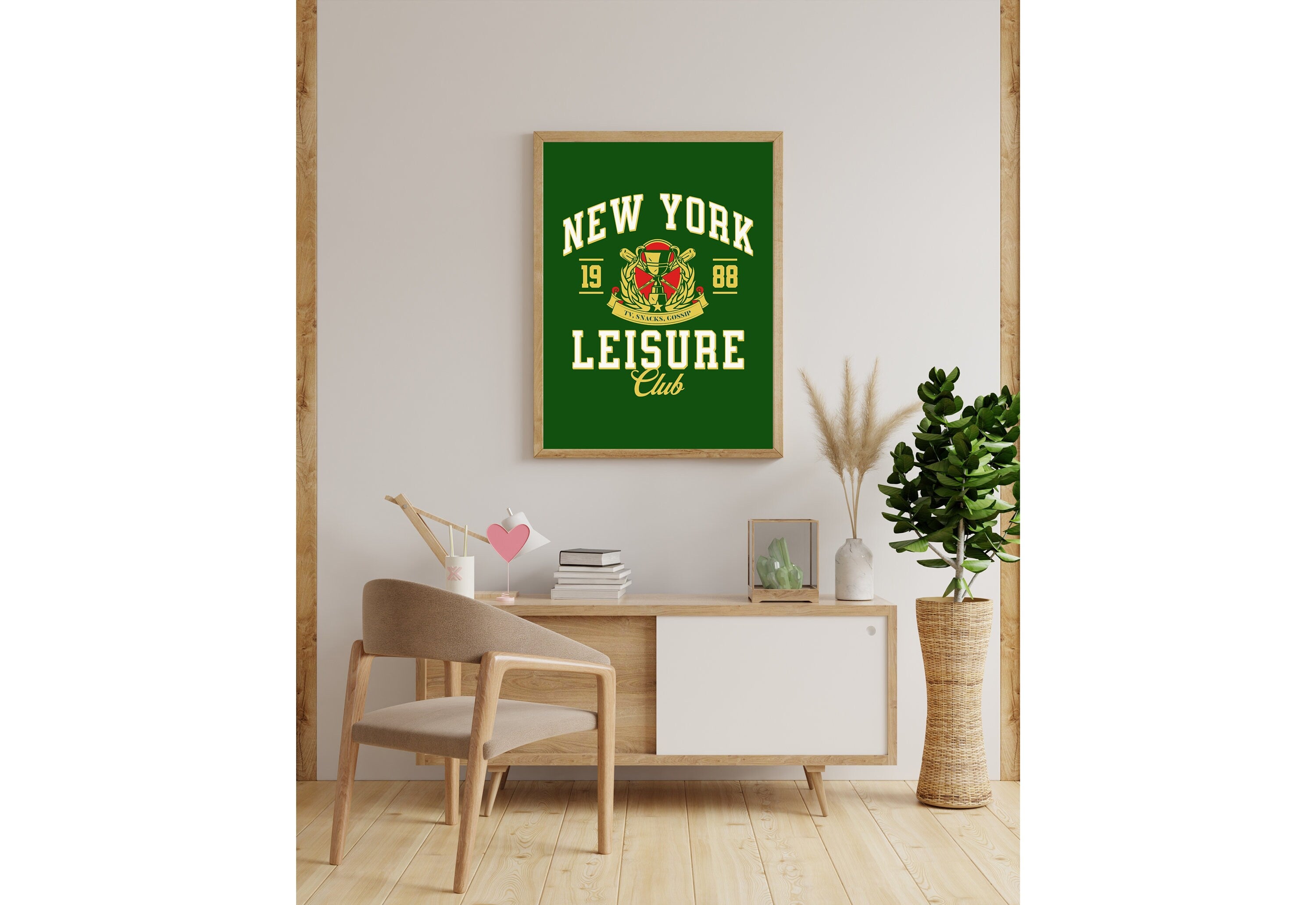 New York Art Print-Funny Digital Art-Green NYC Wall Art-Cute Trendy Art-Preppy Posters-New York Posters-Preppy Wall Poster-Green Posters