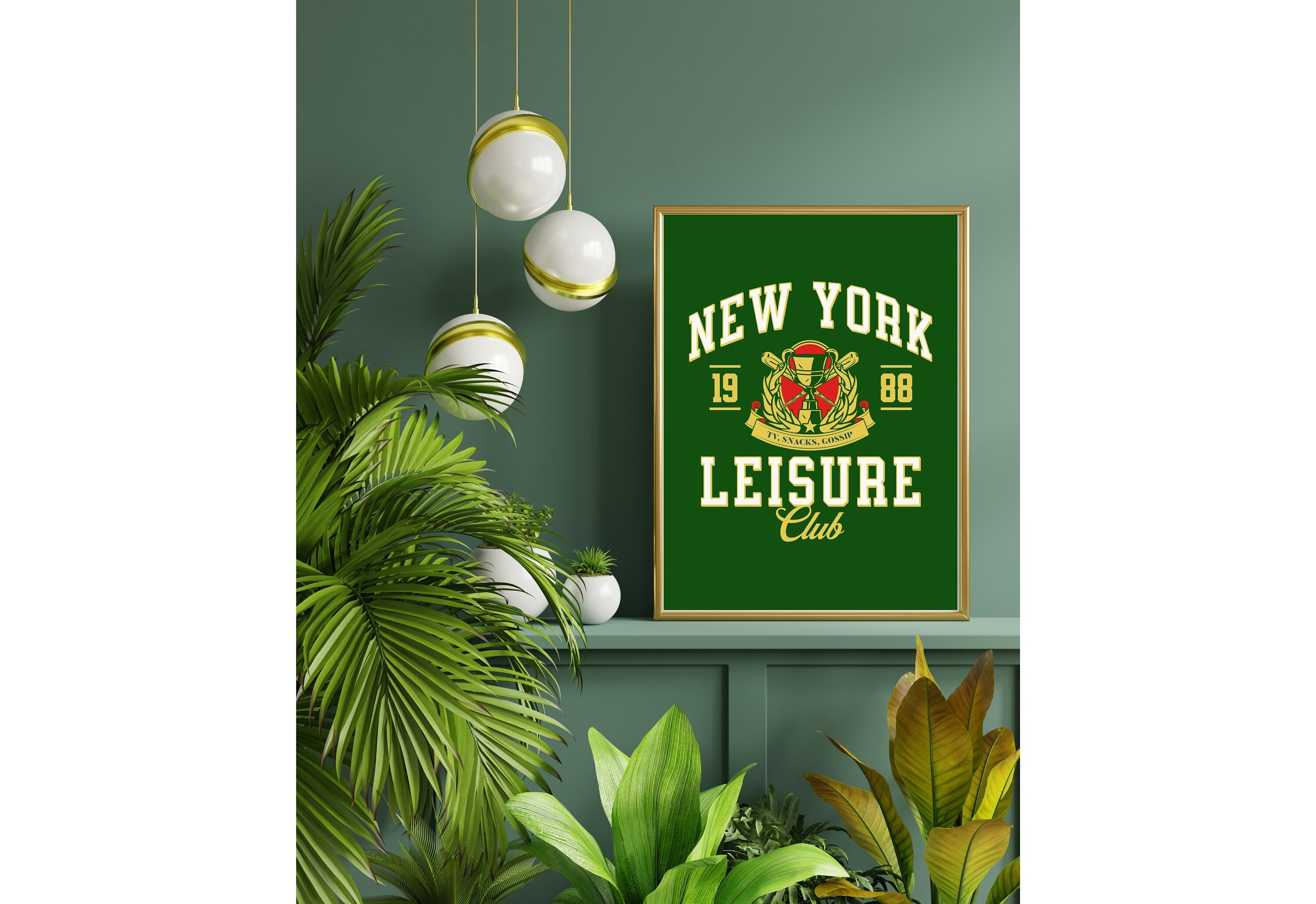 New York Art Print-Funny Digital Art-Green NYC Wall Art-Cute Trendy Art-Preppy Posters-New York Posters-Preppy Wall Poster-Green Posters