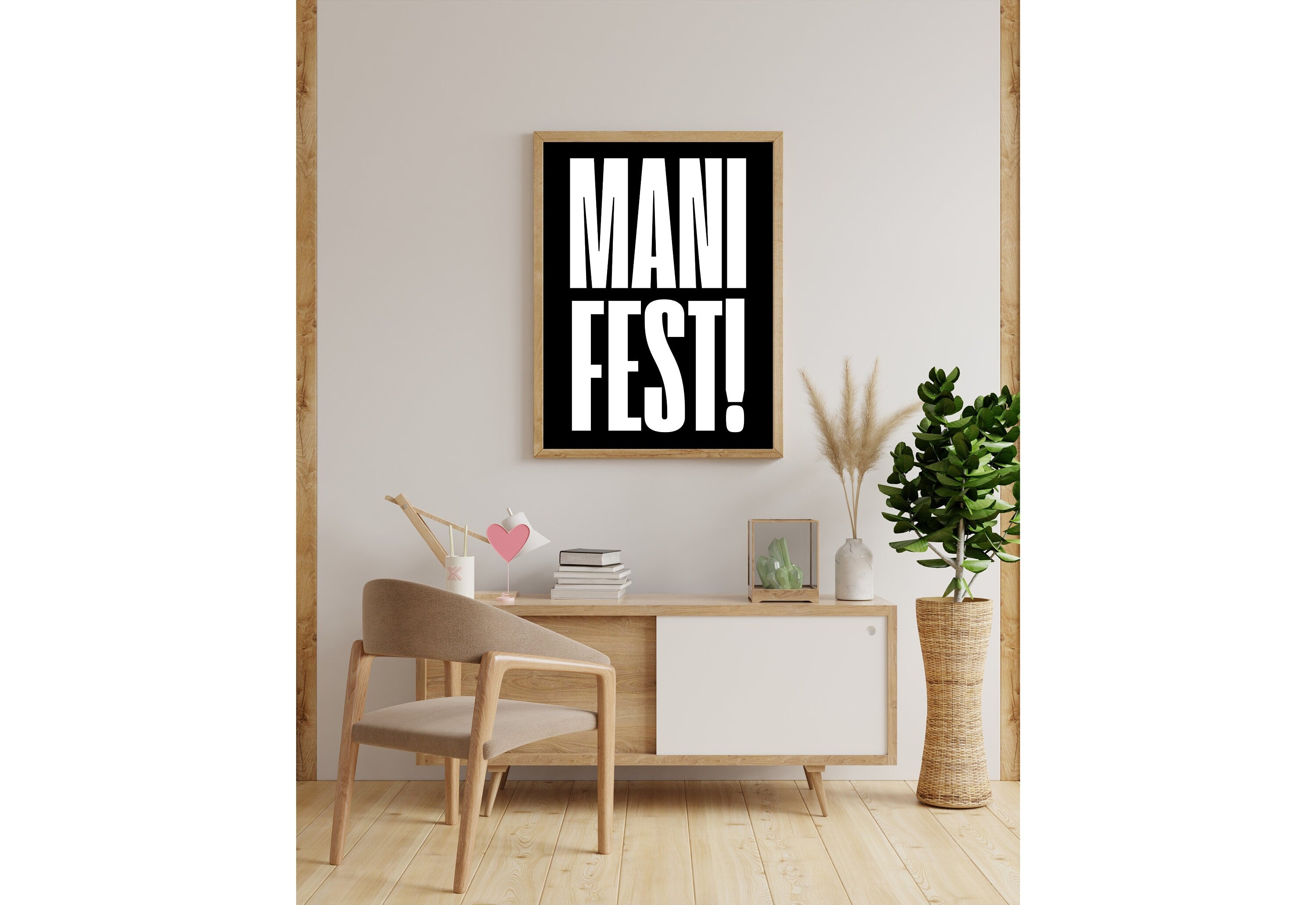 Manifest Art Print, Manifesting Posters, Inspirational Quote, Digital Download Print, Retro Wall Decor, Y2K Aesthetic Art, Encouragement Art