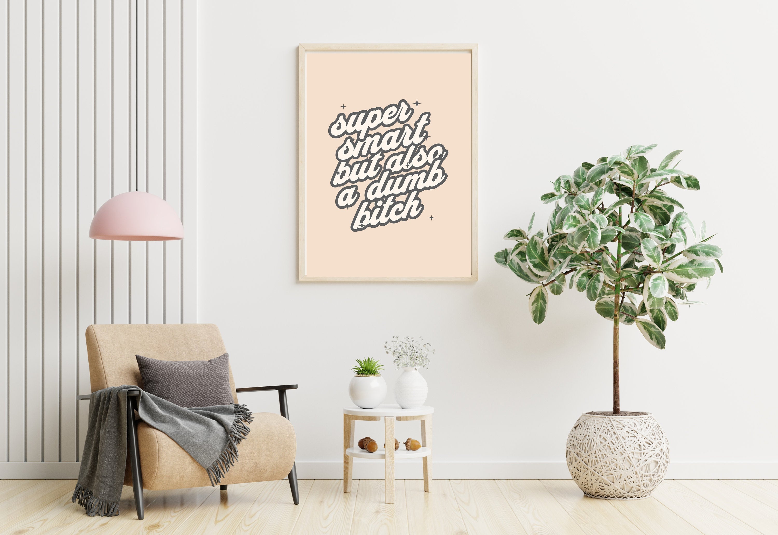 Dumb Bitch Art,Funny Typography Art,Funny Retro Art,Pop Art,Dorm Decor,Downloadable Print,Trendy Art Print,Funny Girly Art,Apartment Art