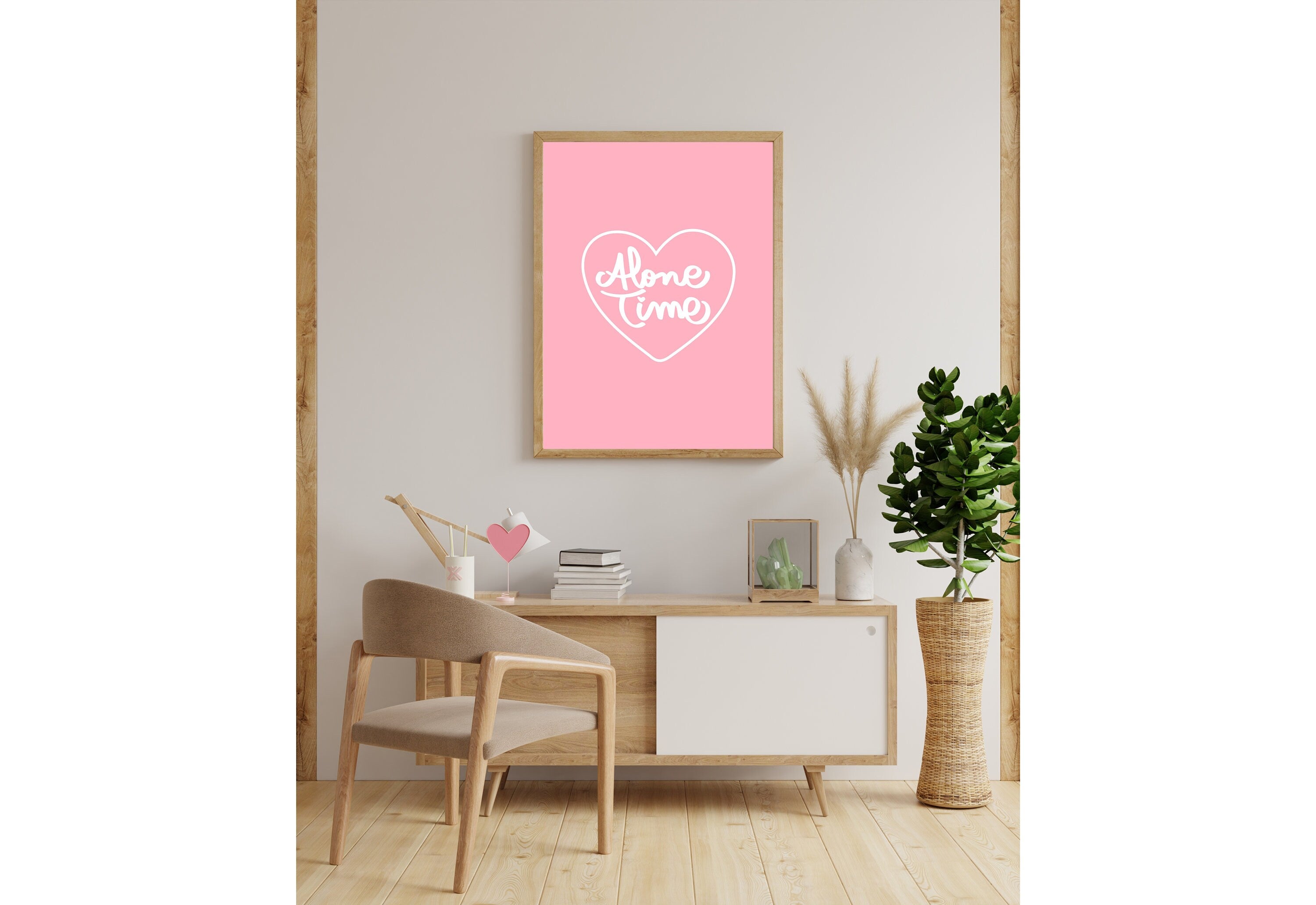 Find solace in the 'Alone Time Pink' digital print, where modern techniques meet timeless themes of peace and introspection.