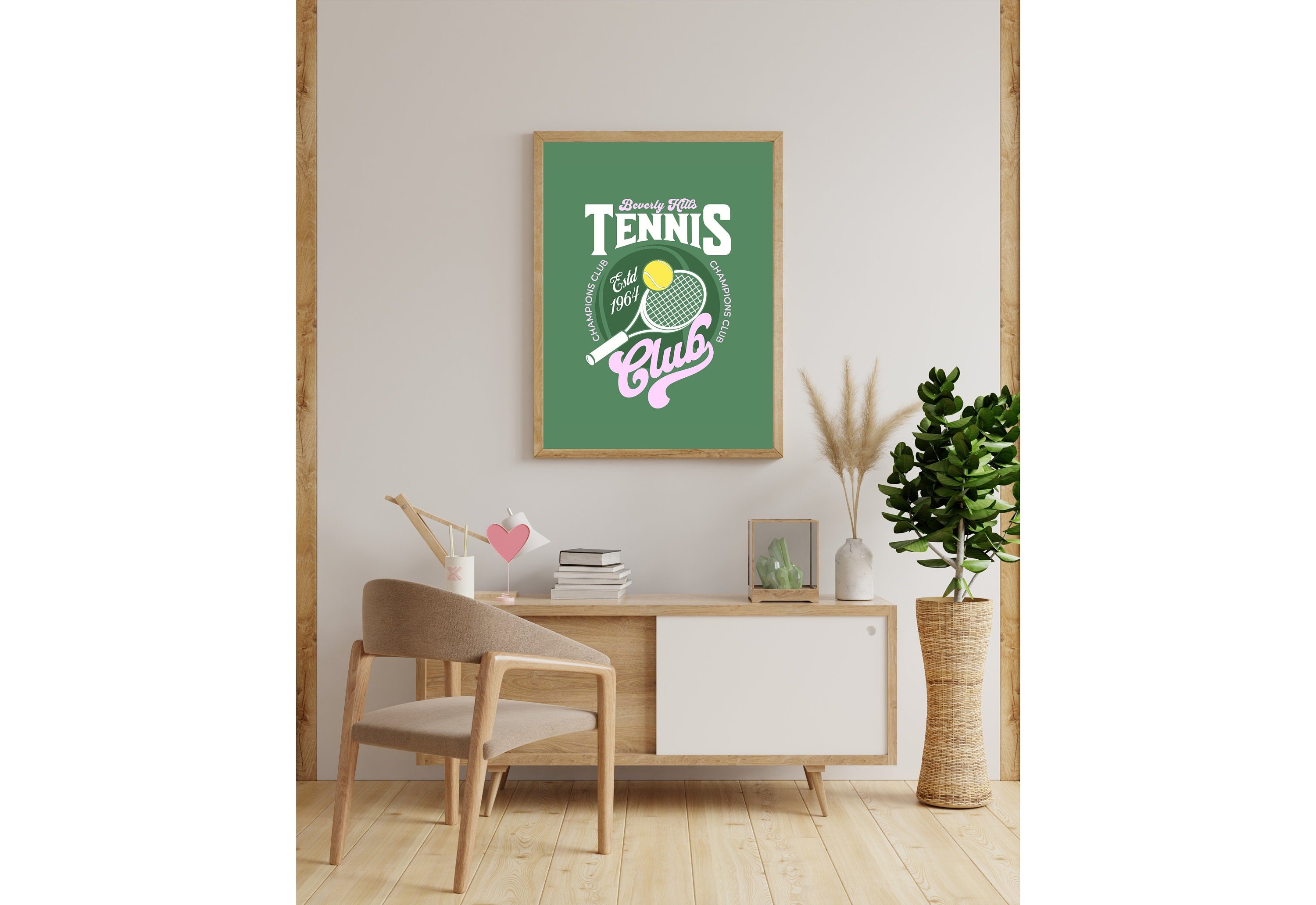 Create a sporty and stylish atmosphere with the 'Beverly Hills Tennis Club Digital Art Print.