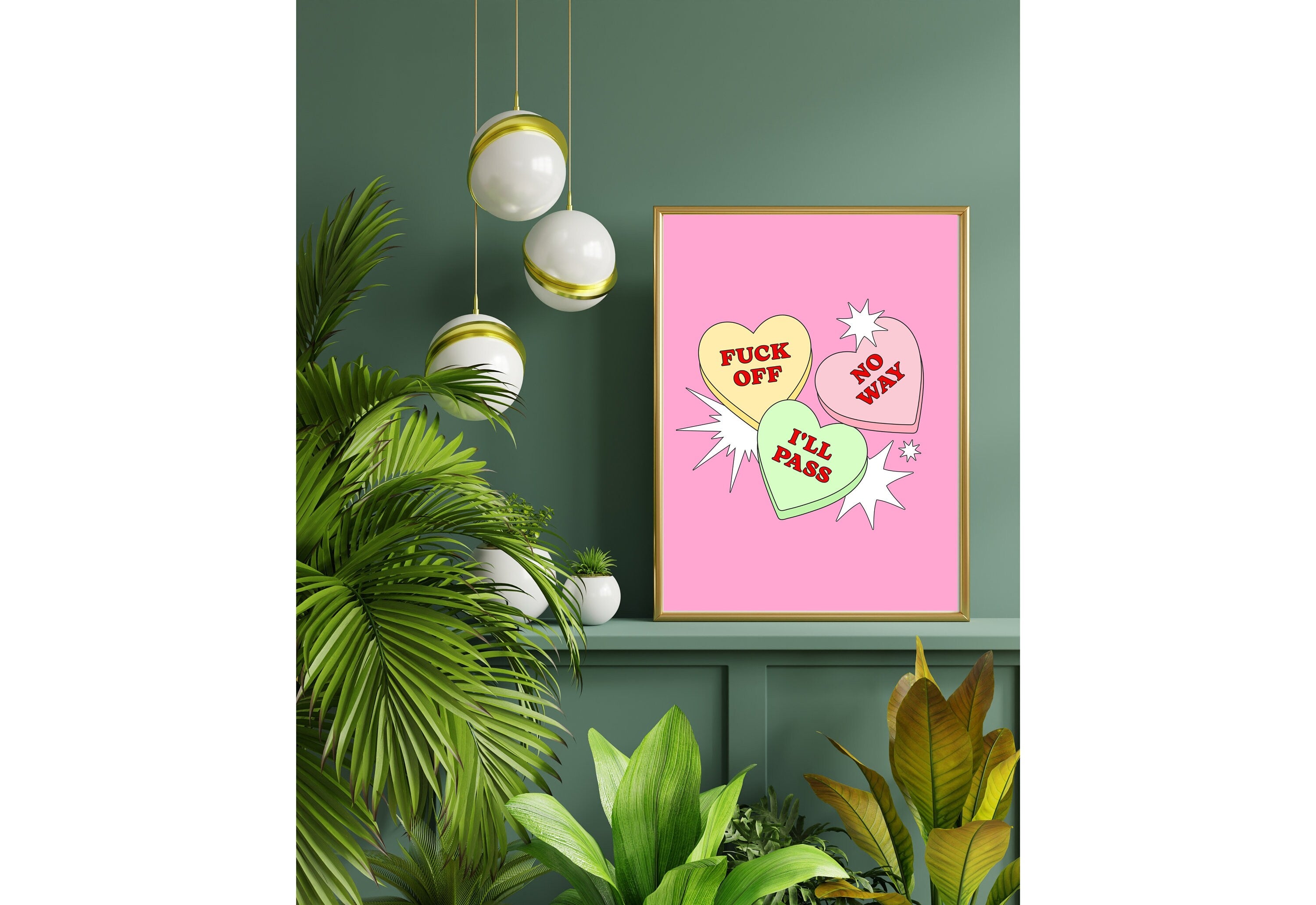 Sassy Wall Art,Funny Girly Art,Y2K Aesthetic Print,Dorm Decor Art,Living Room Art,Bright Art,Comic Art, Large Wall Posters, Pink Preppy Art