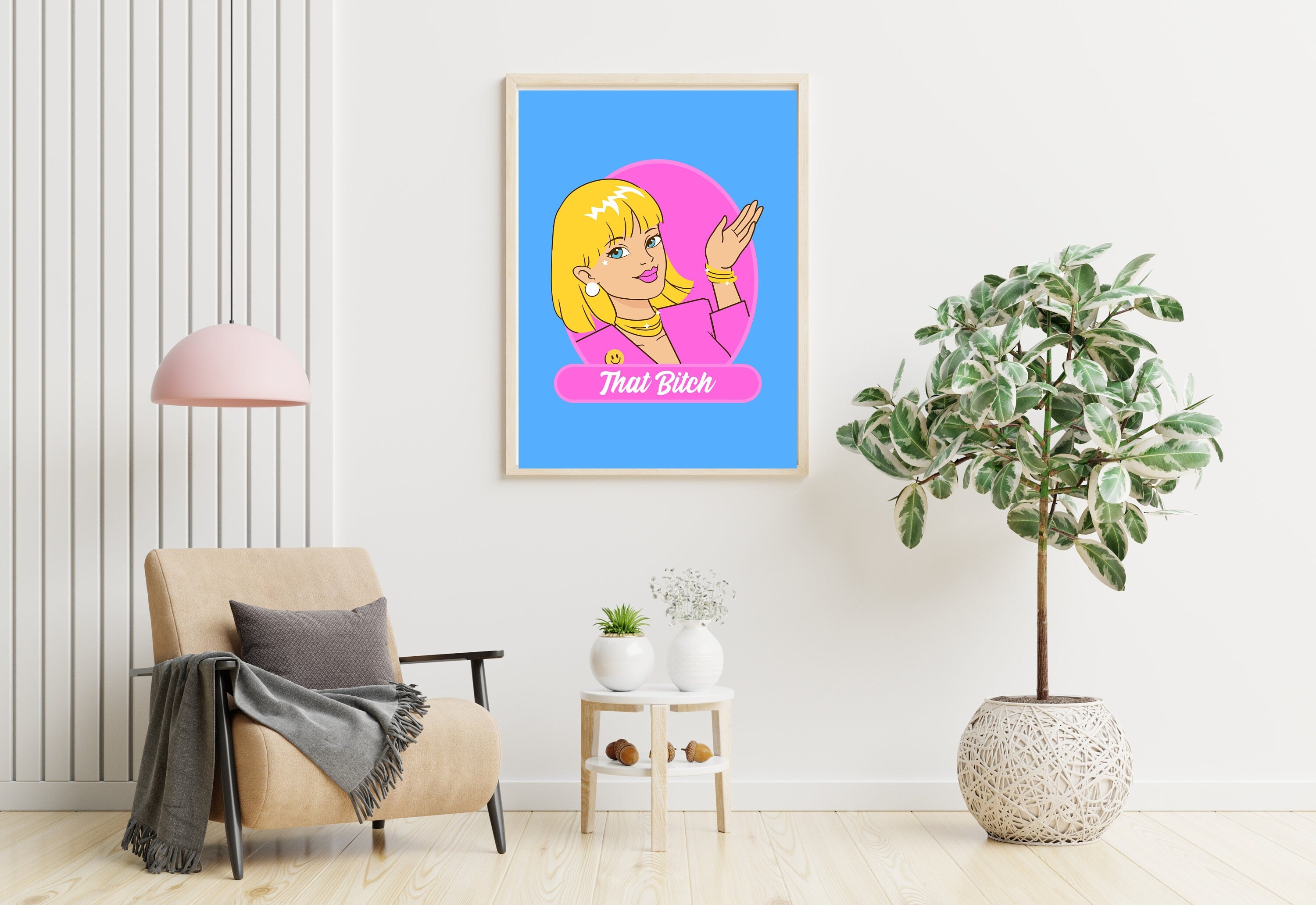 That Bitch-Retro Barbie Poster-Wall Print-Digital Download-Preppy Pink Prints-Barbie Doll Art-Vintage Doll Art-Y2K Aesthetic-Girly Art