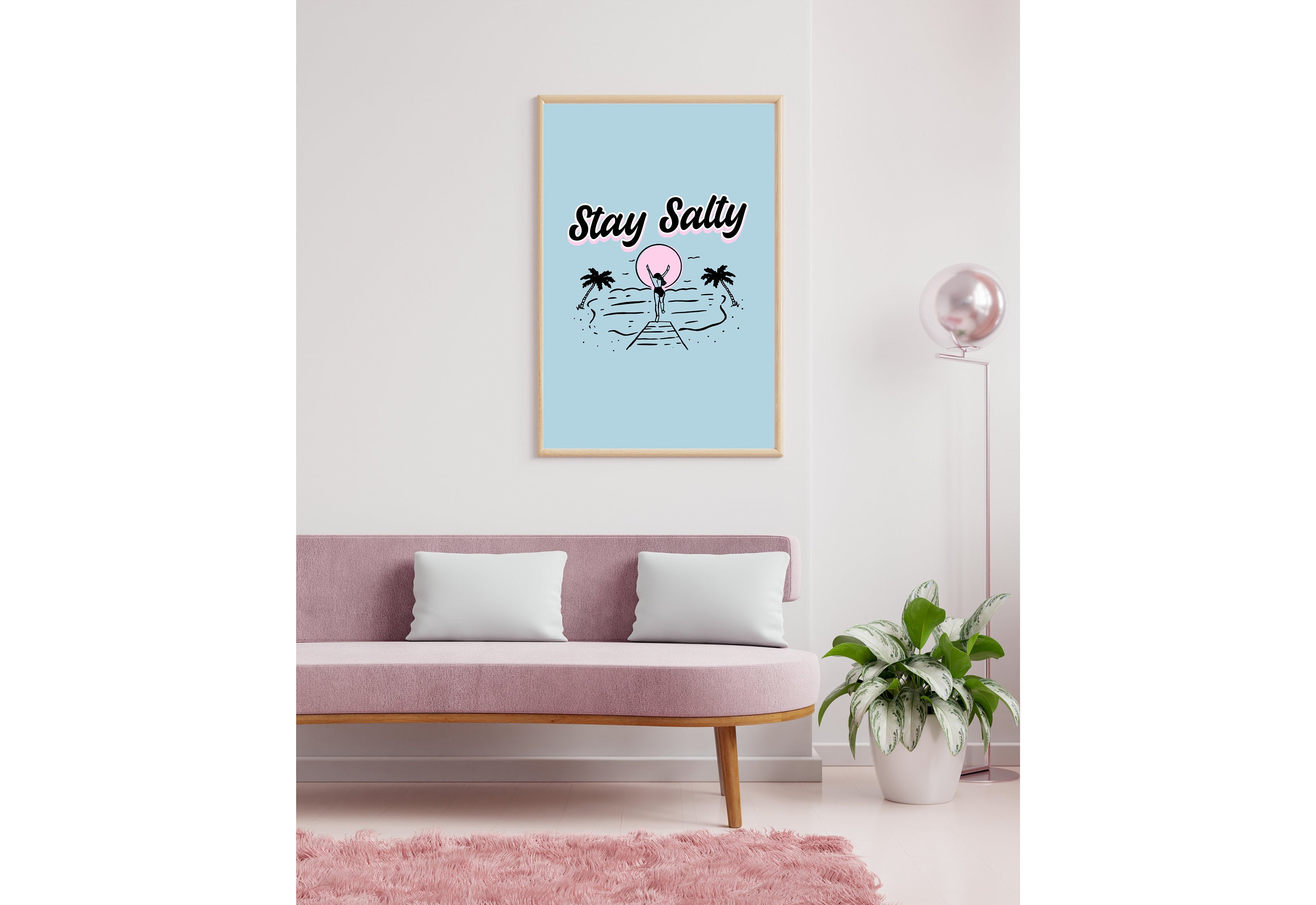 Stay Salty prints, Malibu beach photo, Preppy Surfer Print, beach house art, digital art prints, living room art, Blue Beach House Art