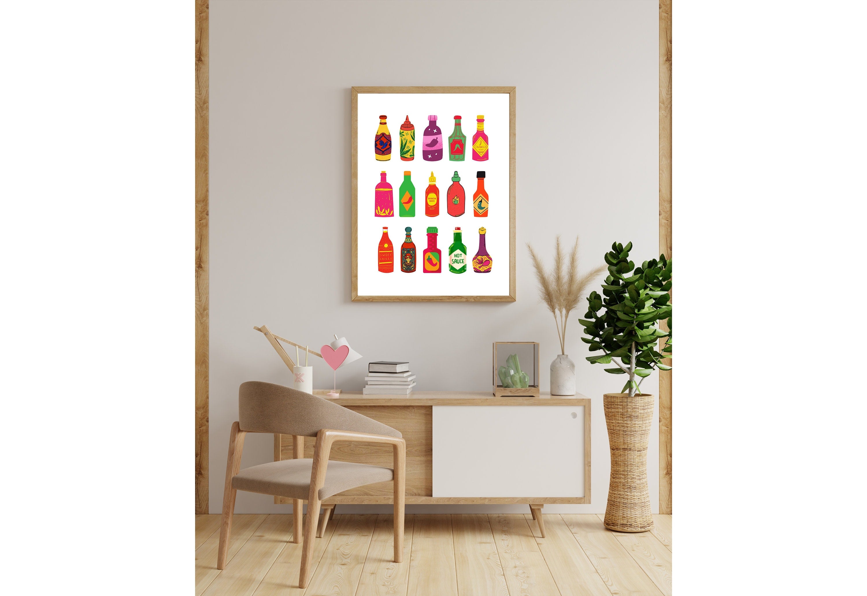 Hot Sauce Art, Digital Download,Kitchen Wall Art Print,Digital Food Art Print,Trendy Wall Art Print,Kitchen Printables,Kitchen Wall Decor