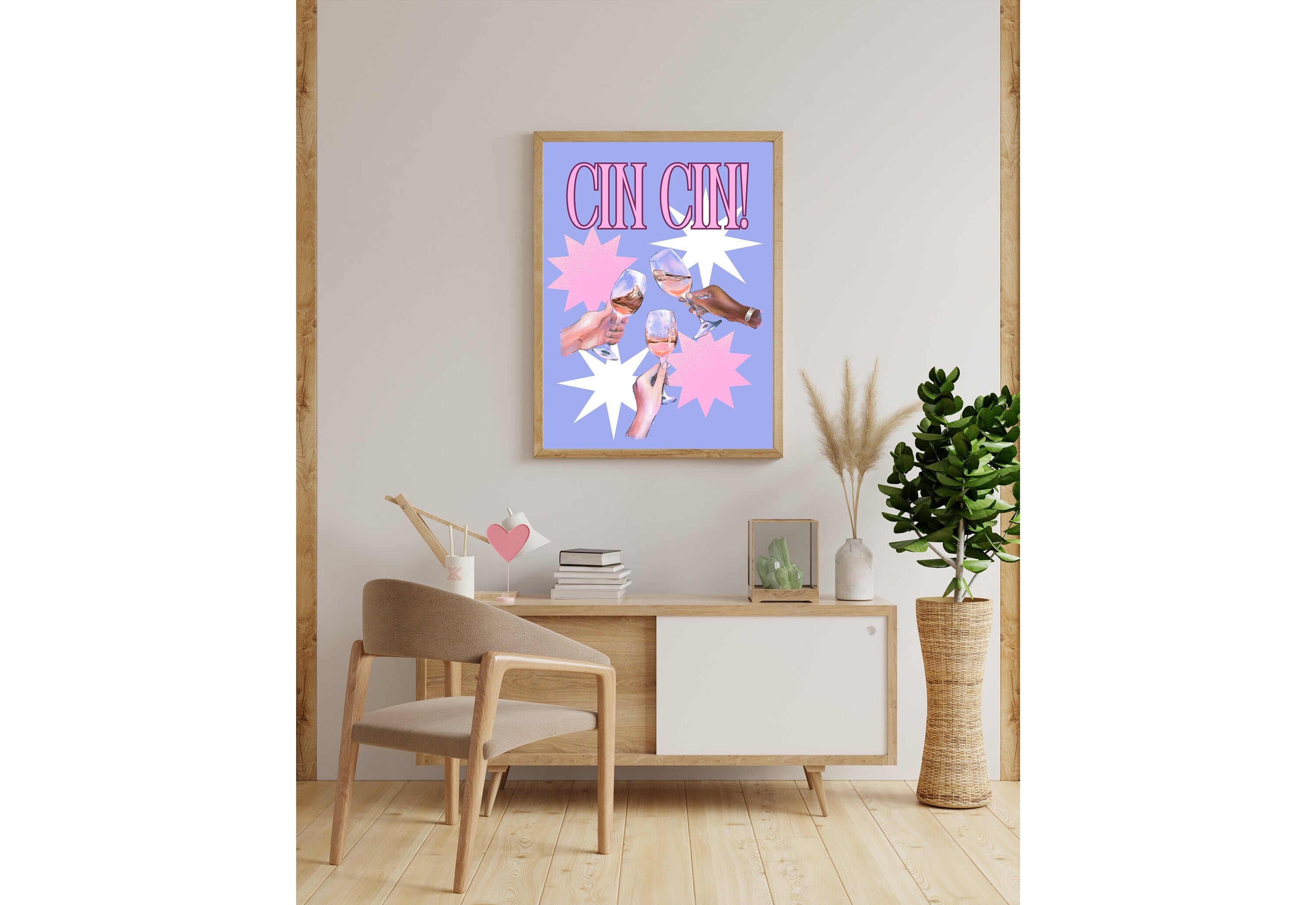 Cin Cin Prints-Digital Download-Martini Art-Retro Print-Cheers Art Print-Trendy Art-70s Art Print-Girly Art-Cocktail Art-Preppy Bar Cart Art