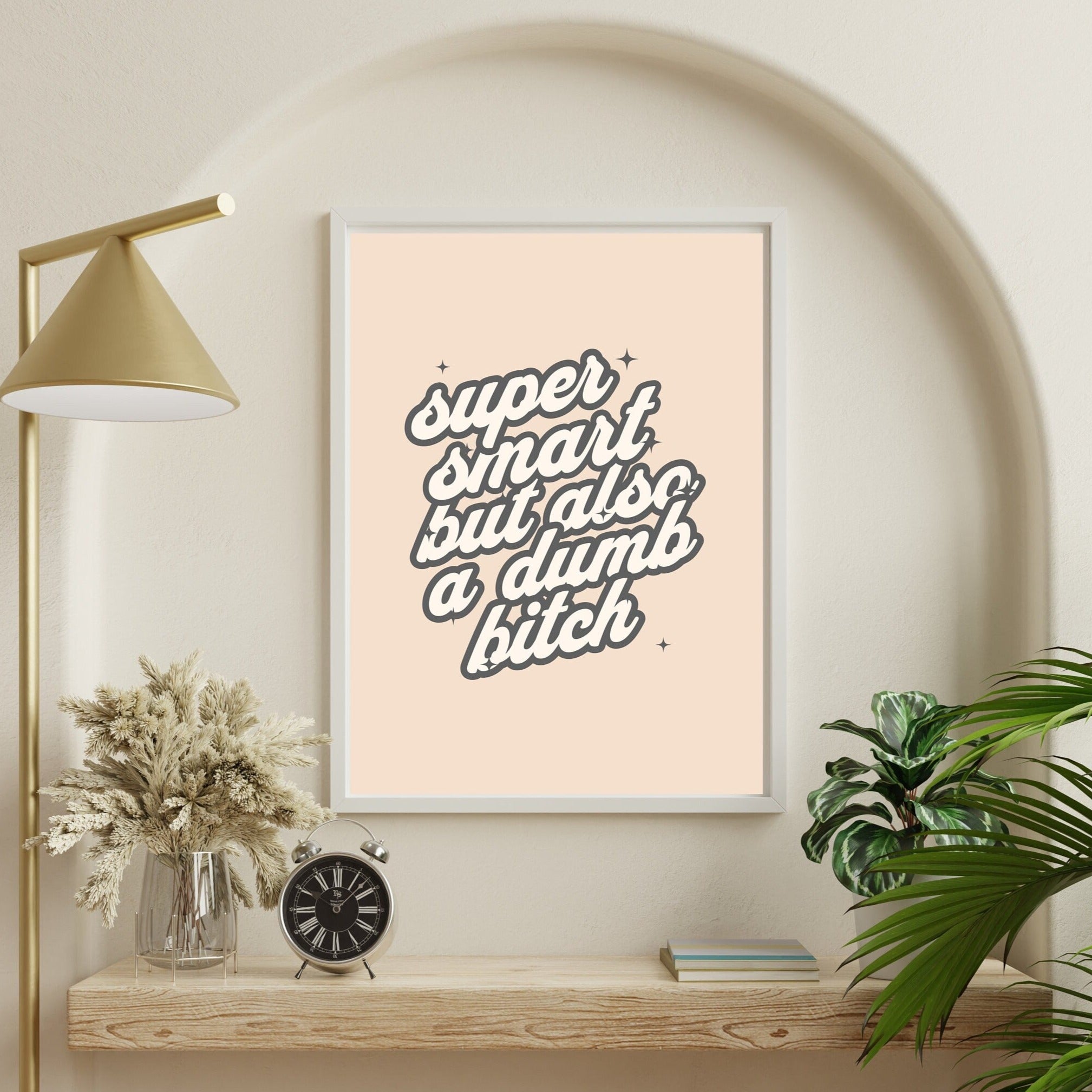 Dumb Bitch Art,Funny Typography Art,Funny Retro Art,Pop Art,Dorm Decor,Downloadable Print,Trendy Art Print,Funny Girly Art,Apartment Art