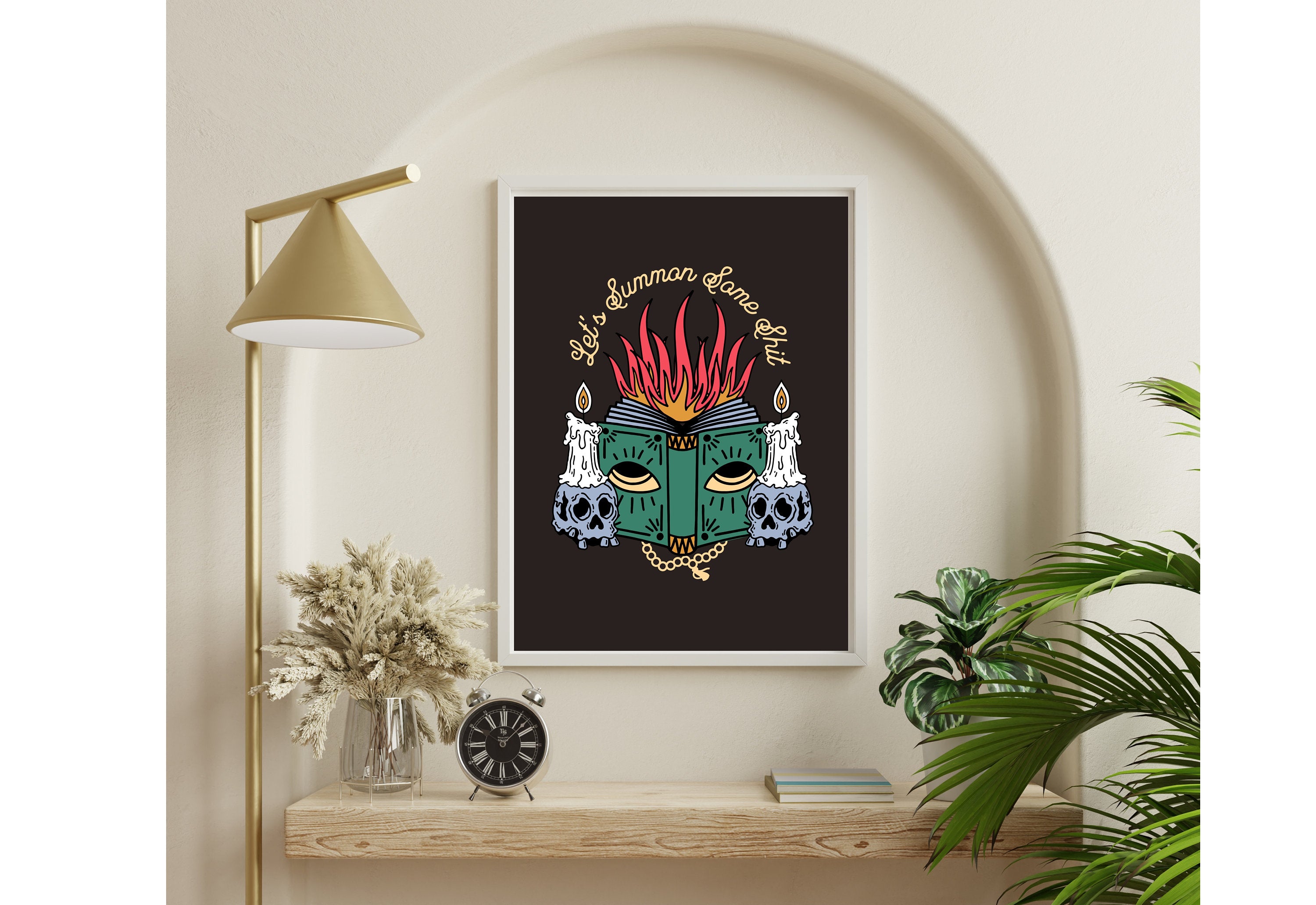 Witch Art Print-Digital Download-Skull Art Print-Spooky Art-Skull Cute Art-Couples Spooky Art-Creepy Art Prints-Digital Download Print