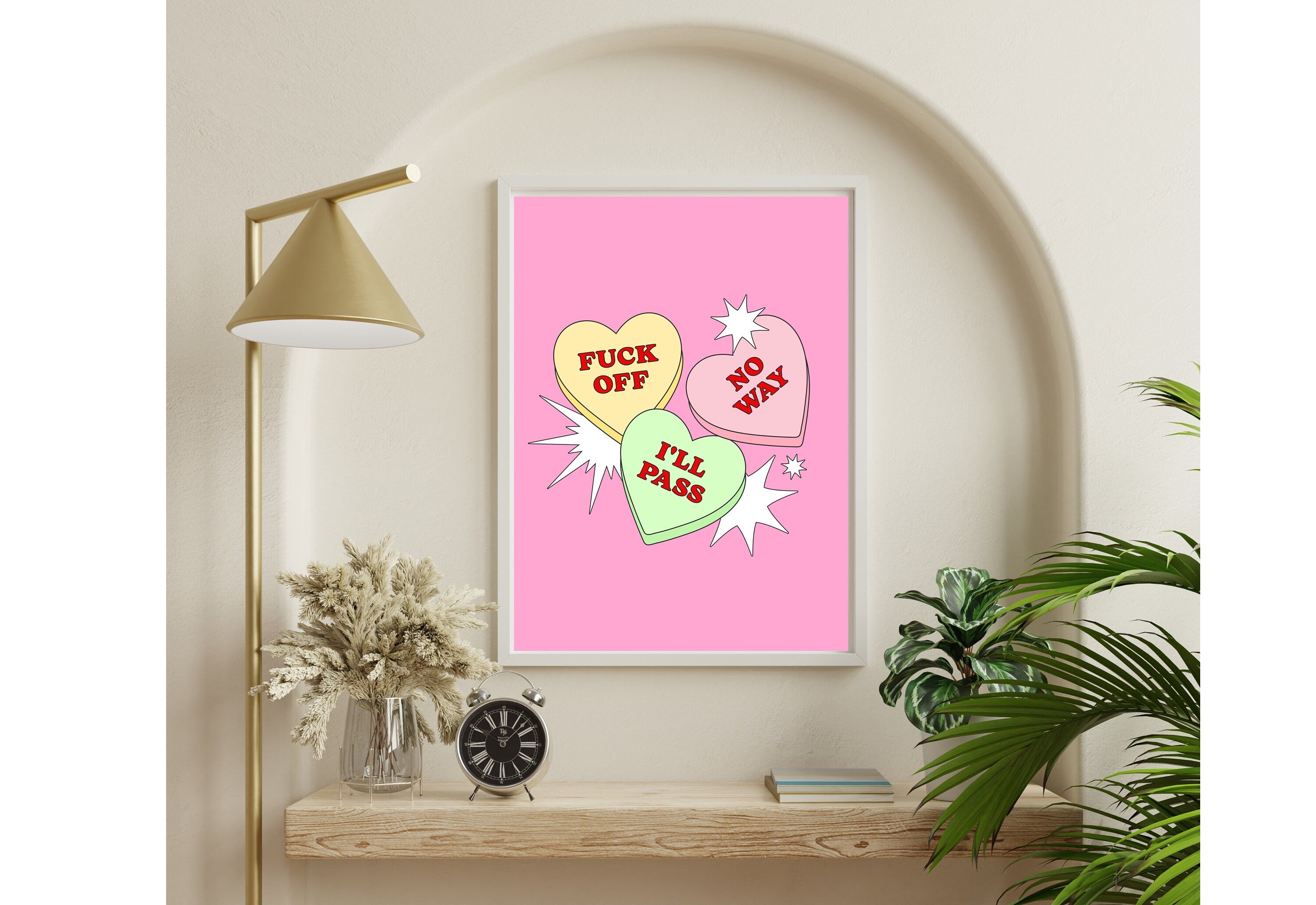 Sassy Wall Art,Funny Girly Art,Y2K Aesthetic Print,Dorm Decor Art,Living Room Art,Bright Art,Comic Art, Large Wall Posters, Pink Preppy Art