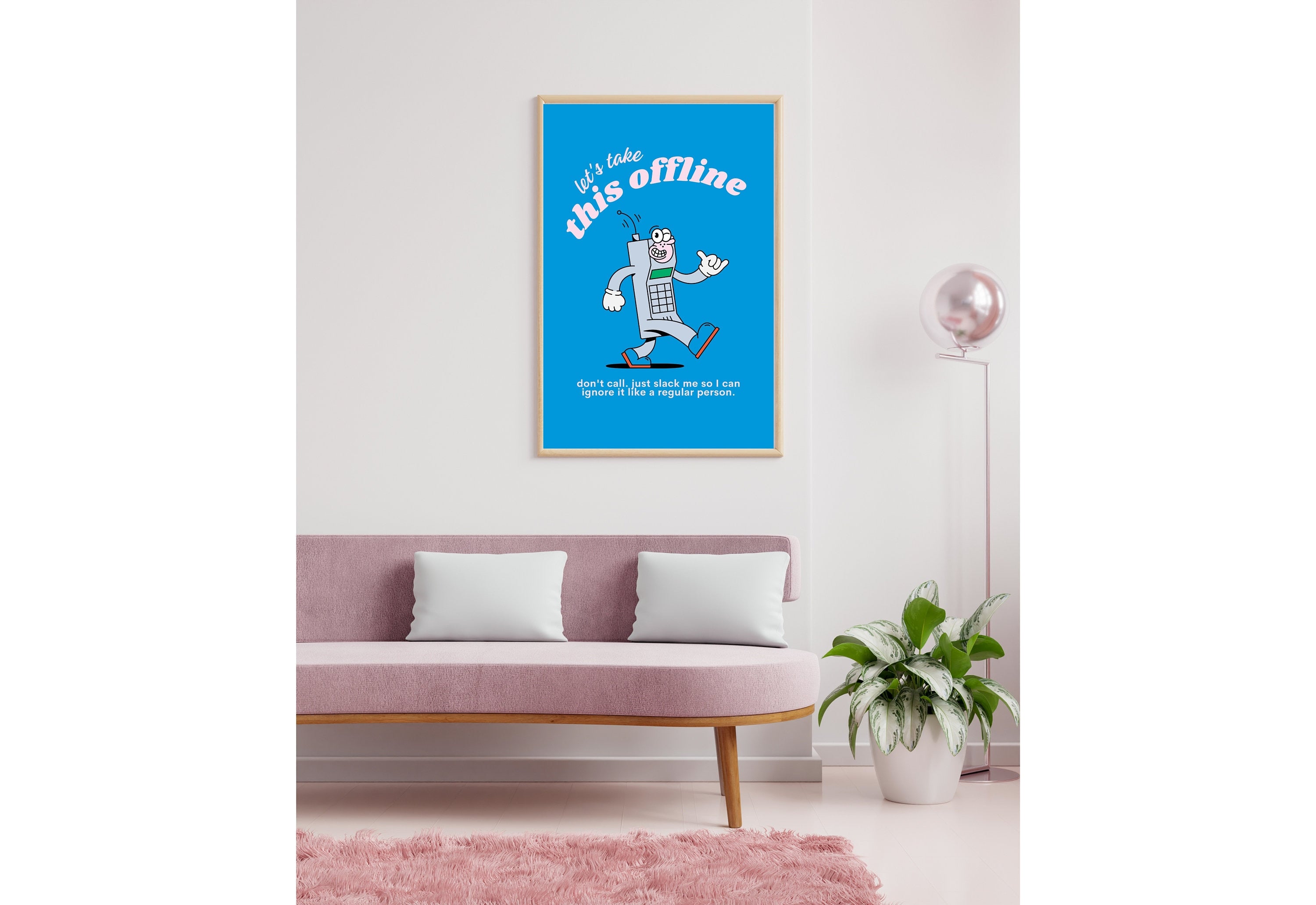 Take This Offline,Digital Download,Computer Cartoon,Retro Character Art,Trendy Posters,Vintage Mascot Poster,Funny Office Wall Art