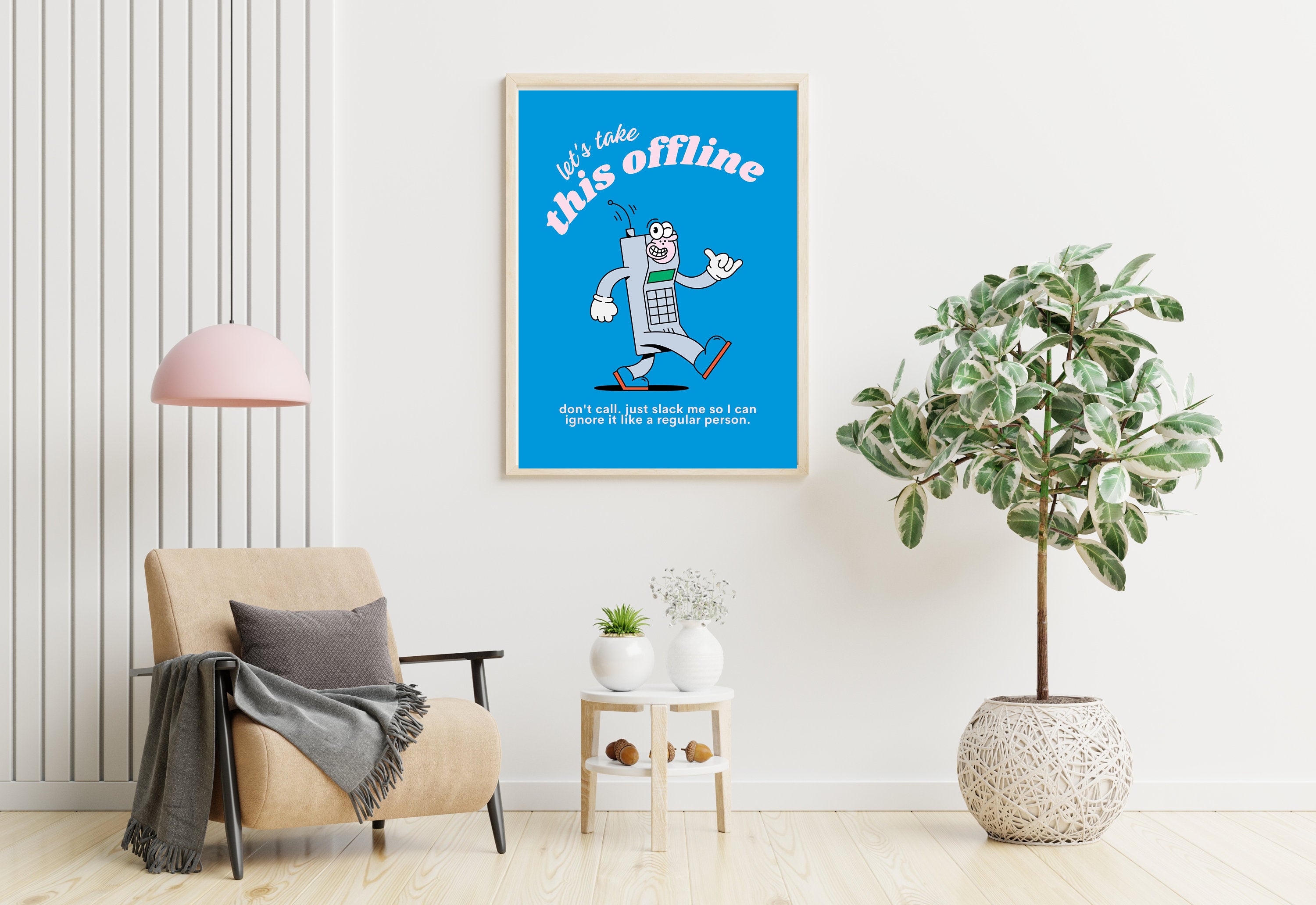 Take This Offline,Digital Download,Computer Cartoon,Retro Character Art,Trendy Posters,Vintage Mascot Poster,Funny Office Wall Art