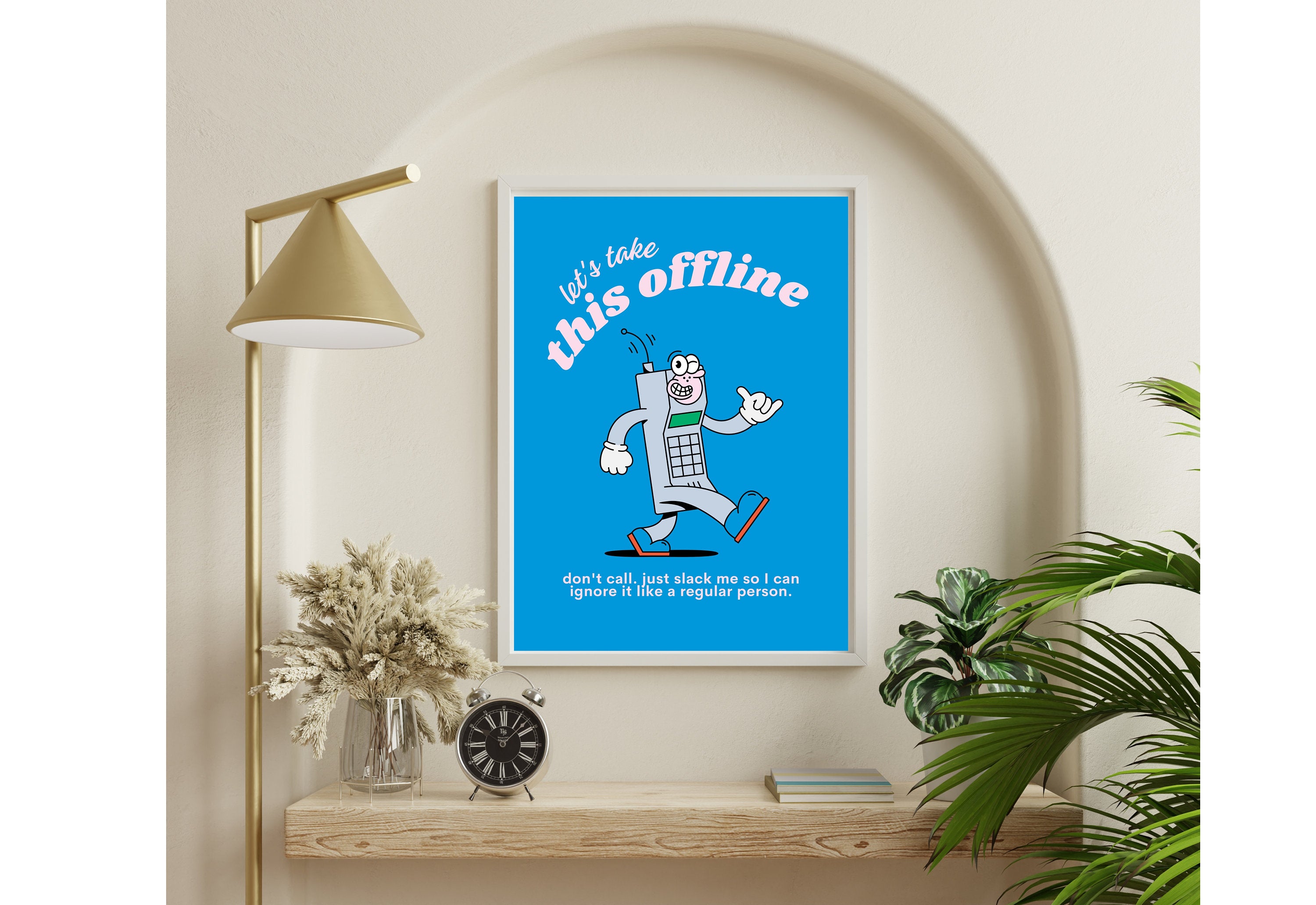 Take This Offline,Digital Download,Computer Cartoon,Retro Character Art,Trendy Posters,Vintage Mascot Poster,Funny Office Wall Art