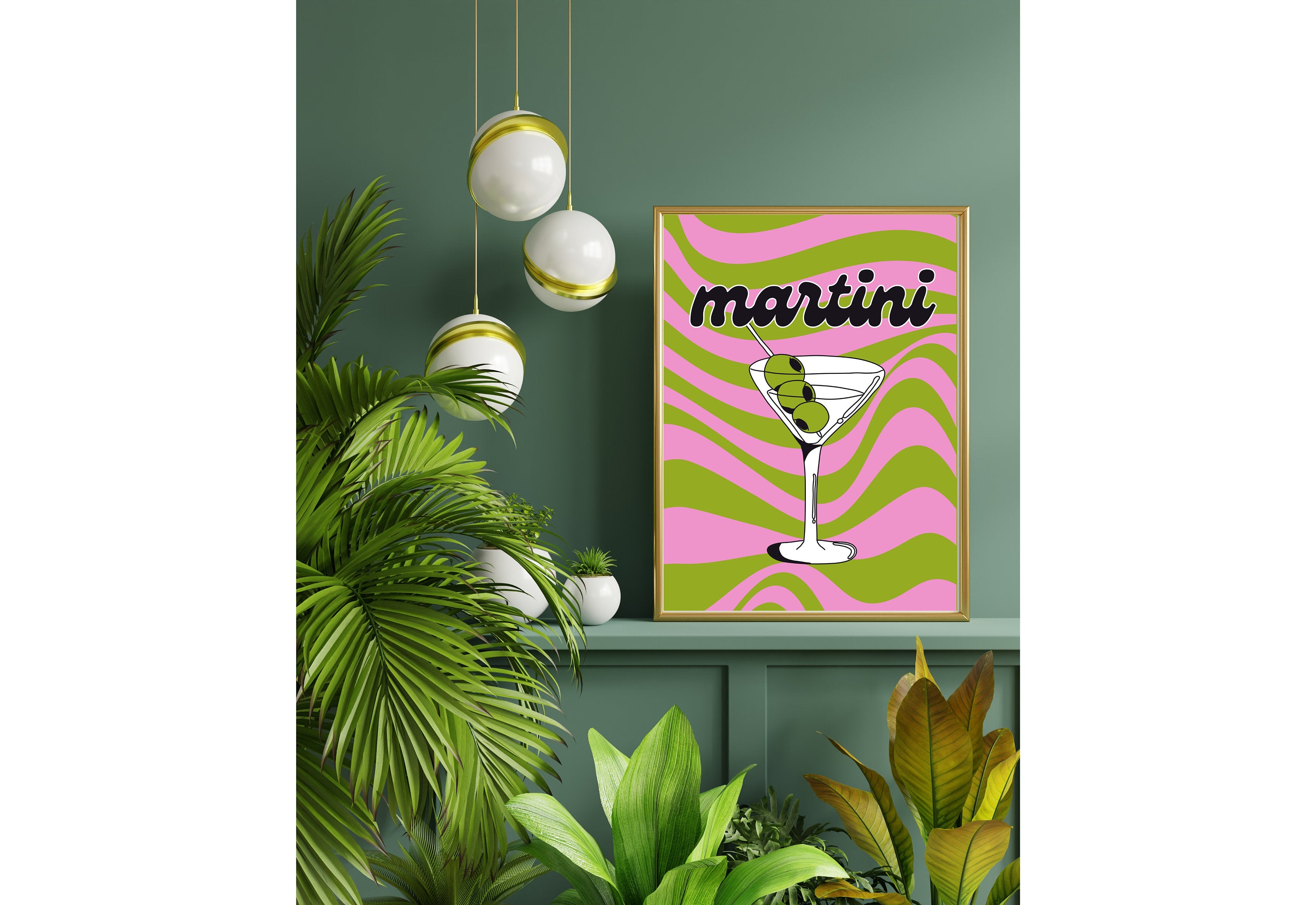 One More Round-Digital Download-Martini Art-Retro Print-Cheers Art Print-Trendy Art-70s Art Print-Girly Art-Cocktail Art-Preppy Bar Cart Art