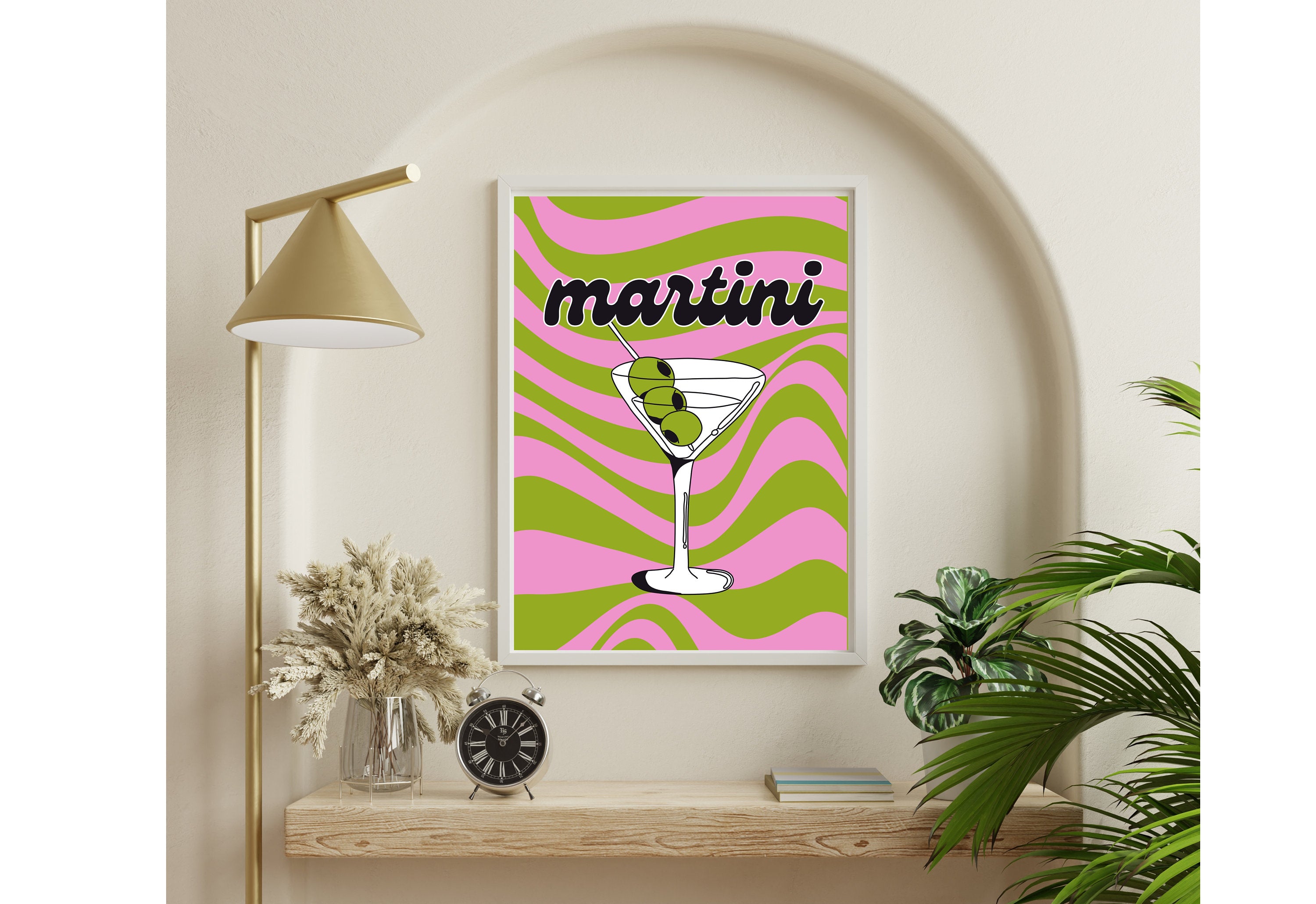 One More Round-Digital Download-Martini Art-Retro Print-Cheers Art Print-Trendy Art-70s Art Print-Girly Art-Cocktail Art-Preppy Bar Cart Art