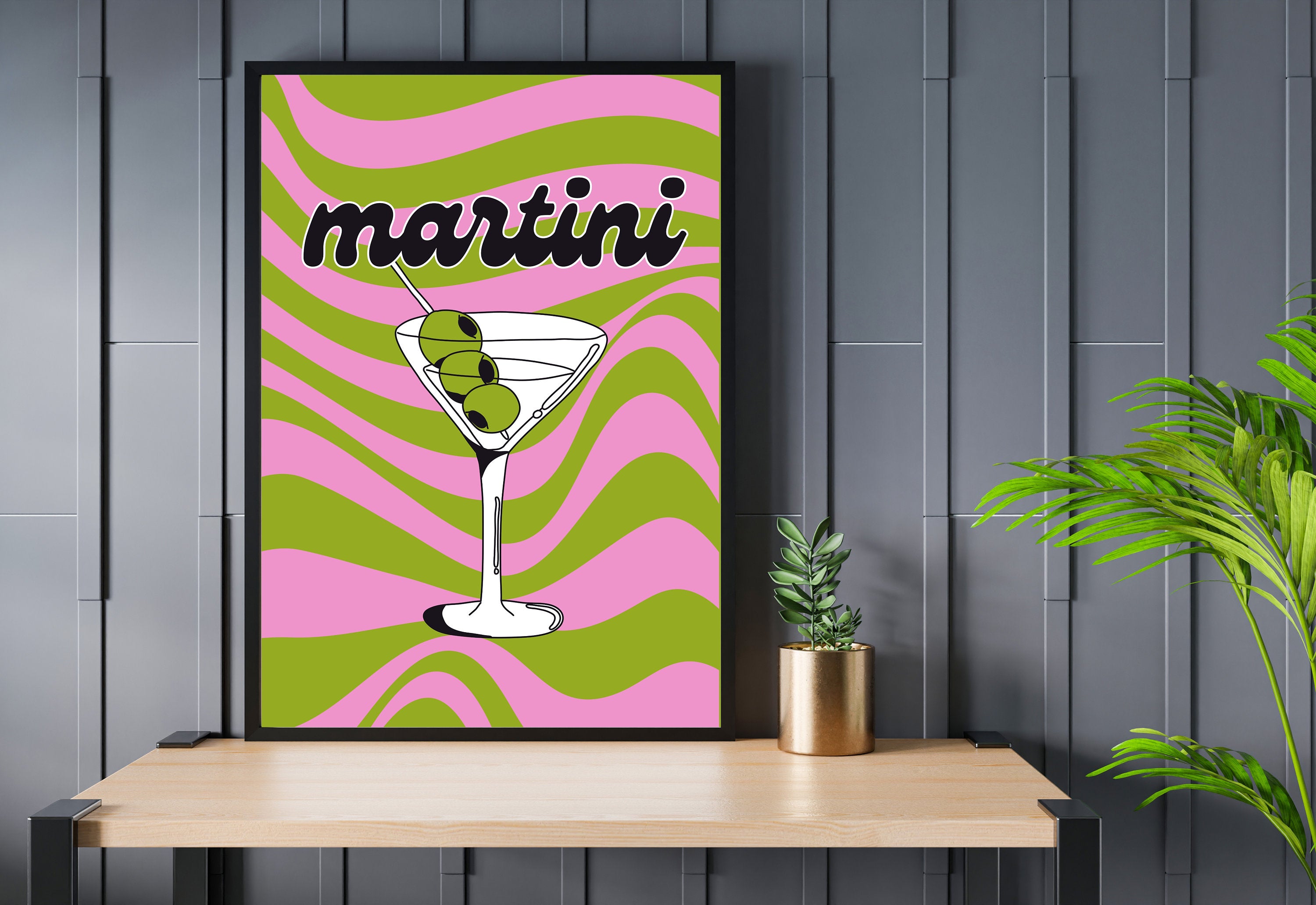 One More Round-Digital Download-Martini Art-Retro Print-Cheers Art Print-Trendy Art-70s Art Print-Girly Art-Cocktail Art-Preppy Bar Cart Art