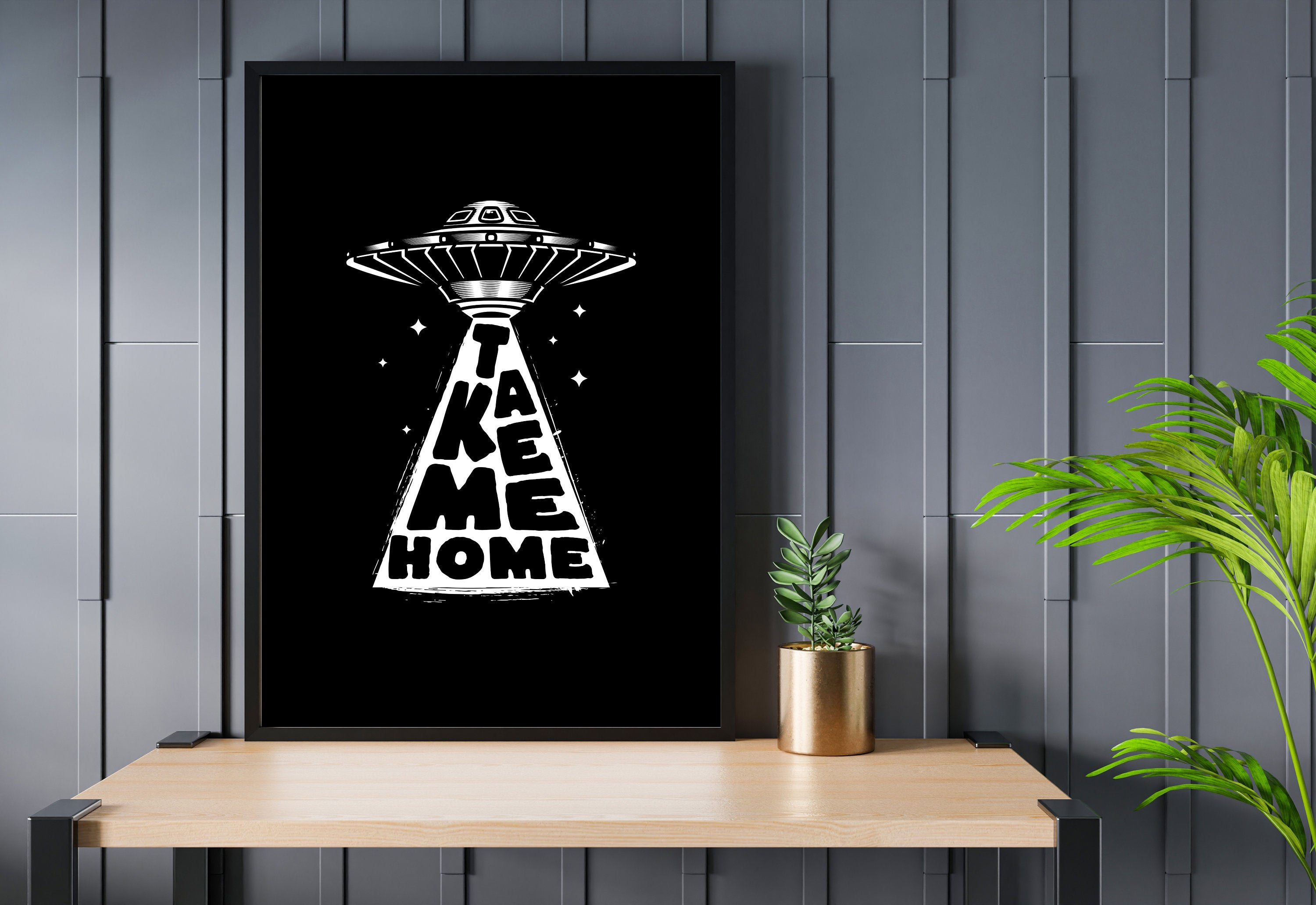 UFO Art Print, Trippy Art Print, Digital Download Print, Grainy Gradient, Retro Decor, Downloadable Print, Psychedelic Art, Space Art