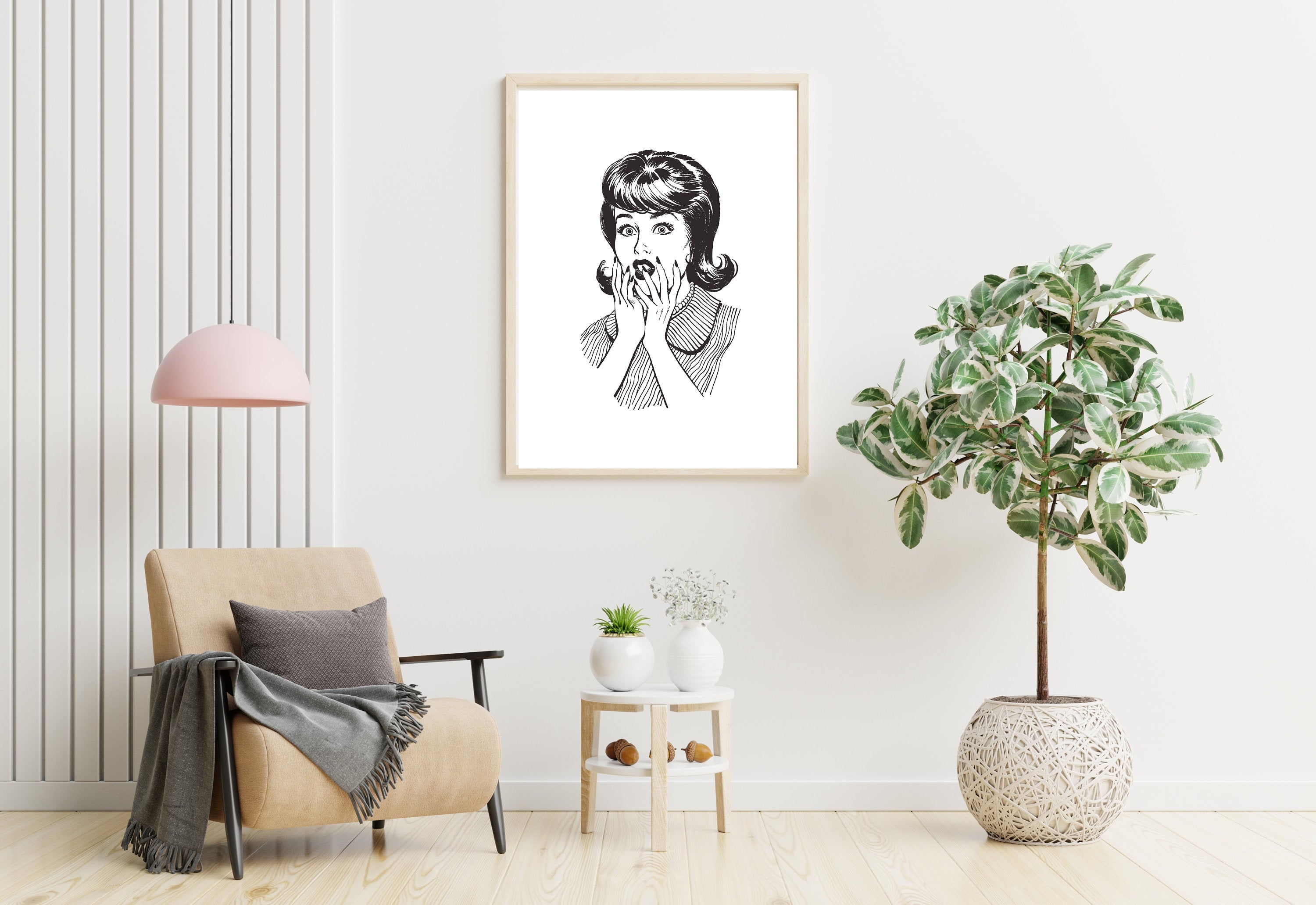 Abstract Gallery Wall, Vintage Girl Art, Black and White Print, Fun Girls Room Art, Bedroom Art, Simple Vintage Art, Retro Cartoon Prints