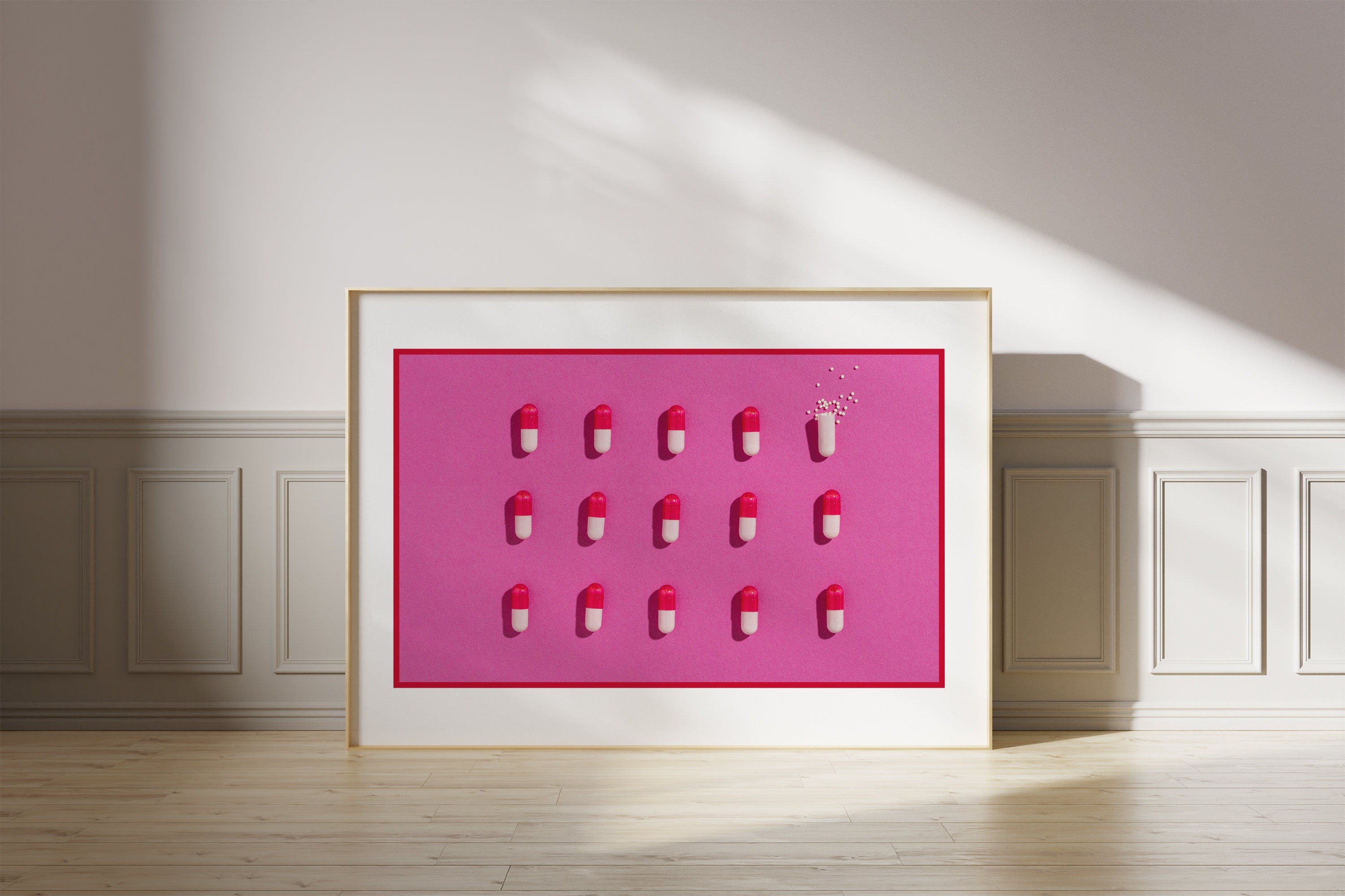 Pink Pills Art, Funny Art Print, Digital Download Print, Pills Art, Retro Wall Decor, Y2K Aesthetic Art, Mental Health Art, Edgy Prints