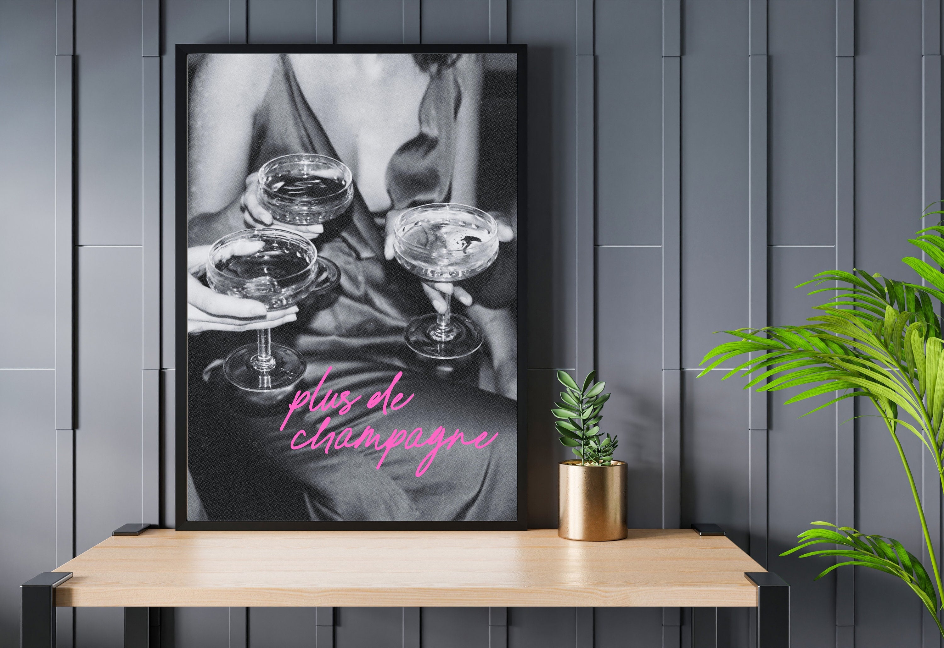 More Champagne Please, Grainy Print, Bar Cart Wall Art, Dorm Room Decor, Trendy Girly Wall Art, Funky Preppy Retro