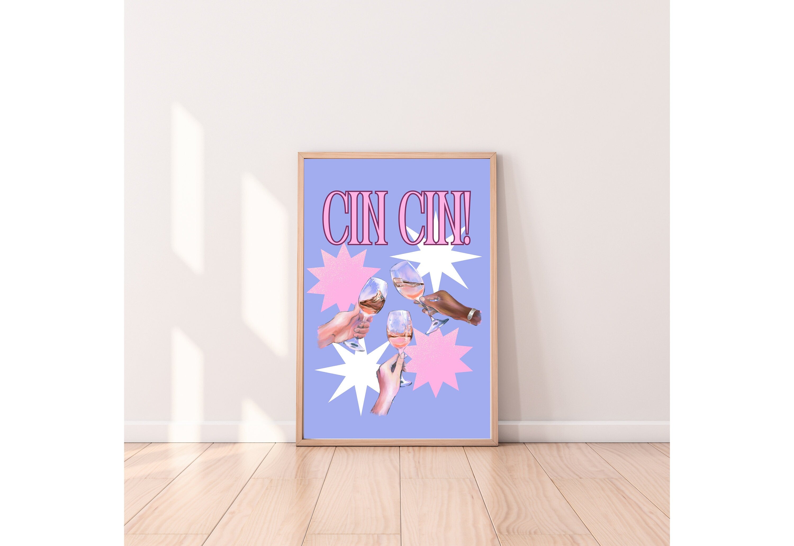 Cin Cin Prints-Digital Download-Martini Art-Retro Print-Cheers Art Print-Trendy Art-70s Art Print-Girly Art-Cocktail Art-Preppy Bar Cart Art