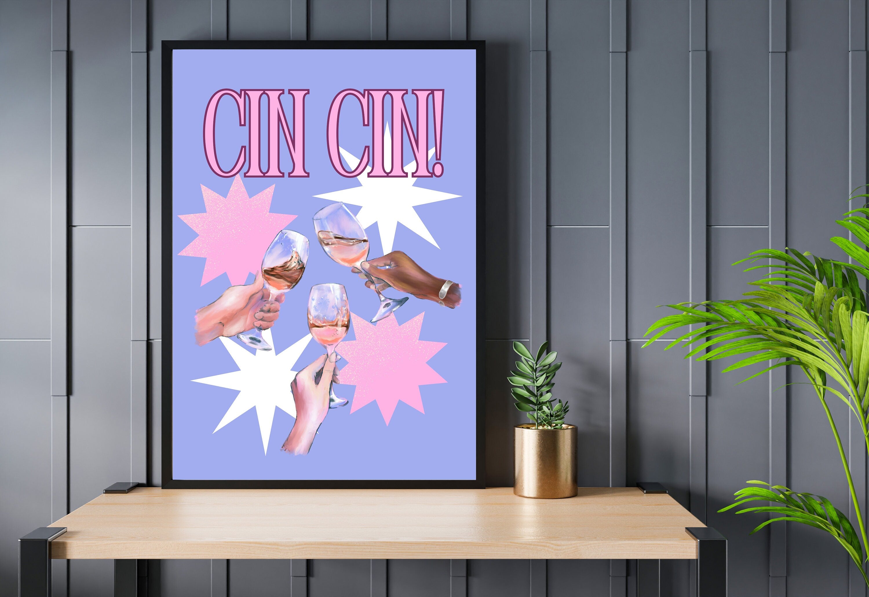 Cin Cin Prints-Digital Download-Martini Art-Retro Print-Cheers Art Print-Trendy Art-70s Art Print-Girly Art-Cocktail Art-Preppy Bar Cart Art