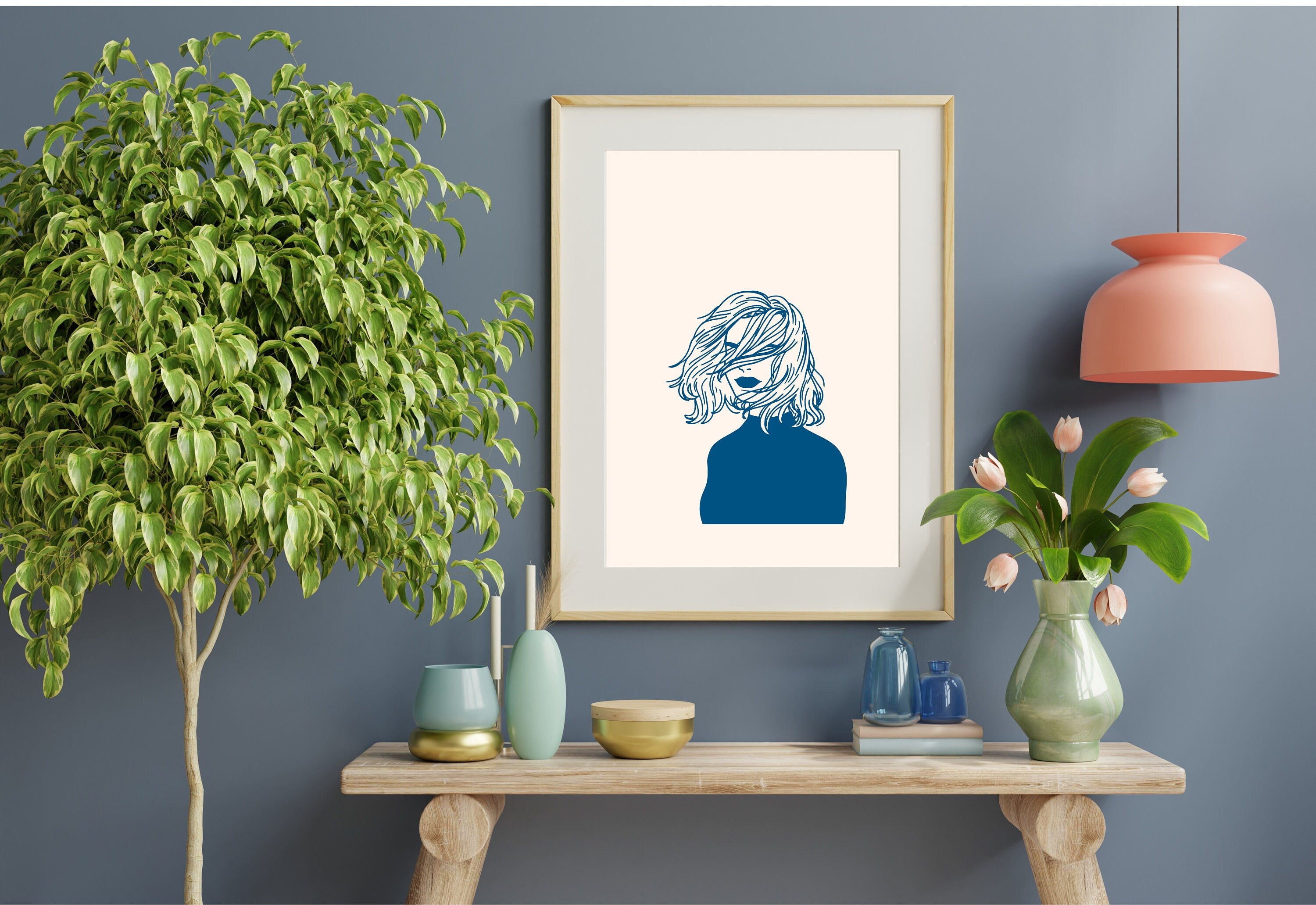 Line Art Print-Large Wall Art-White Wall Print-Retro Cartoon Art-Downloadable Print-Woman Art Prints-Living Room Decor-Simple Wall Art