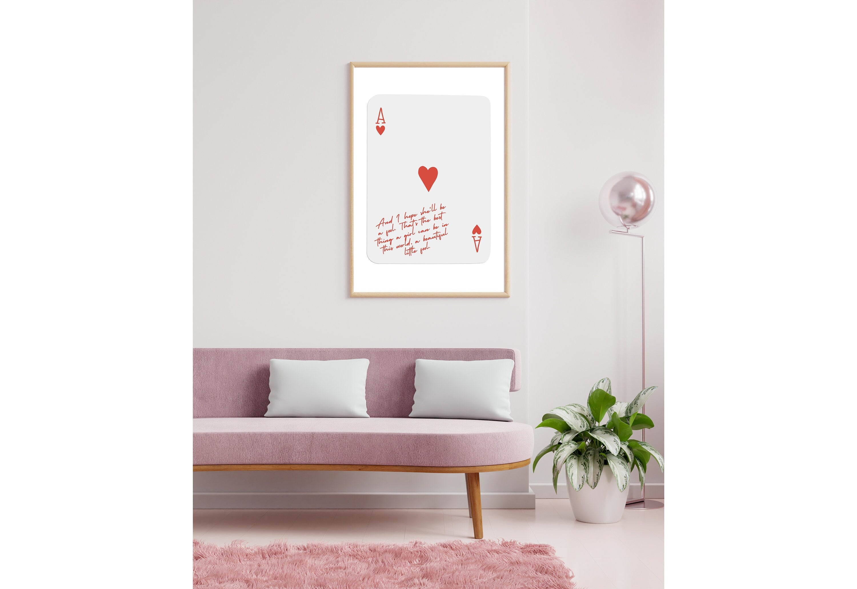 Ace of Hearts card in digital art form with retro Great Gatsby quote overlay