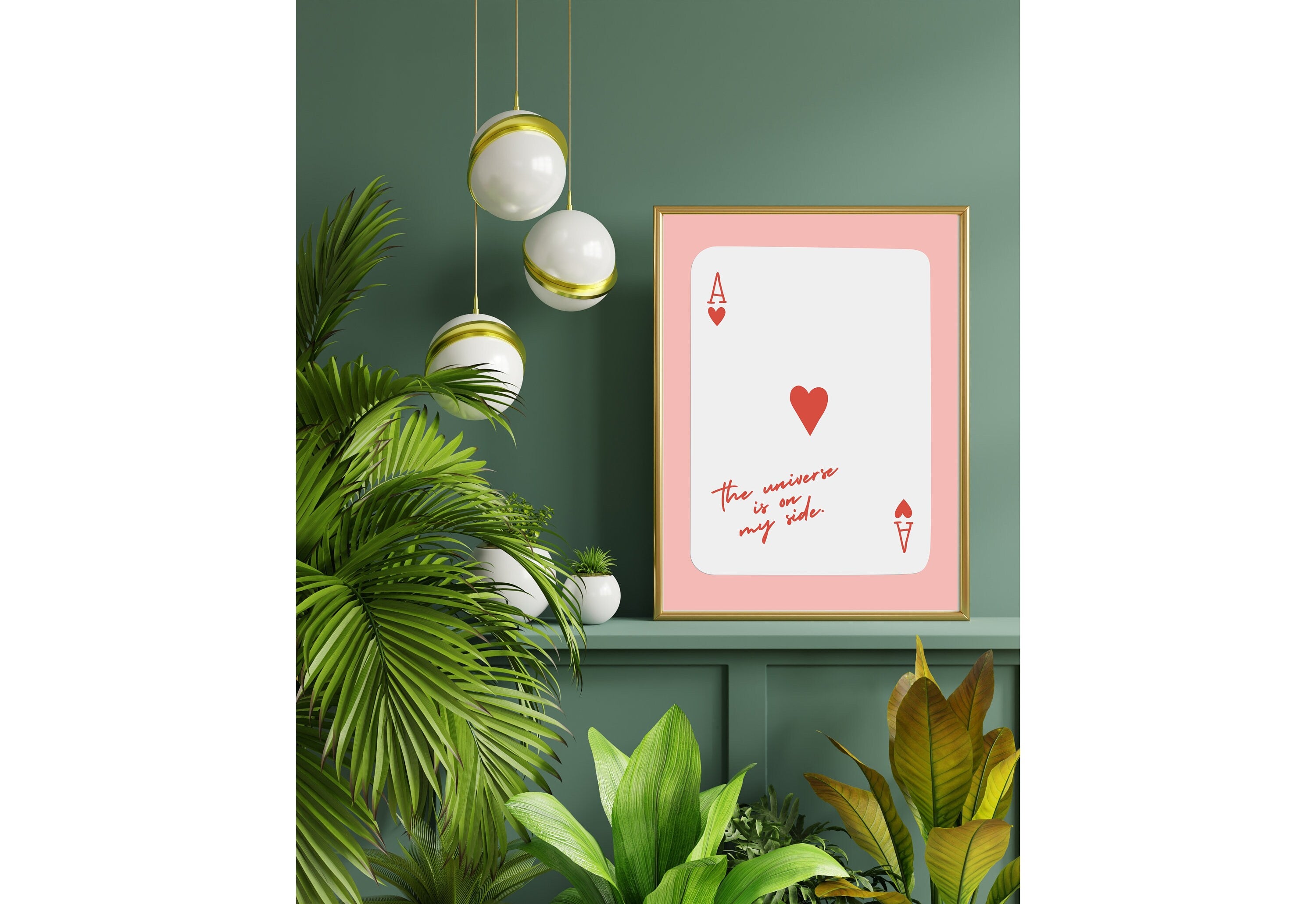 High-quality digital art print of Ace of Hearts, symbolizing luck and universe's favor