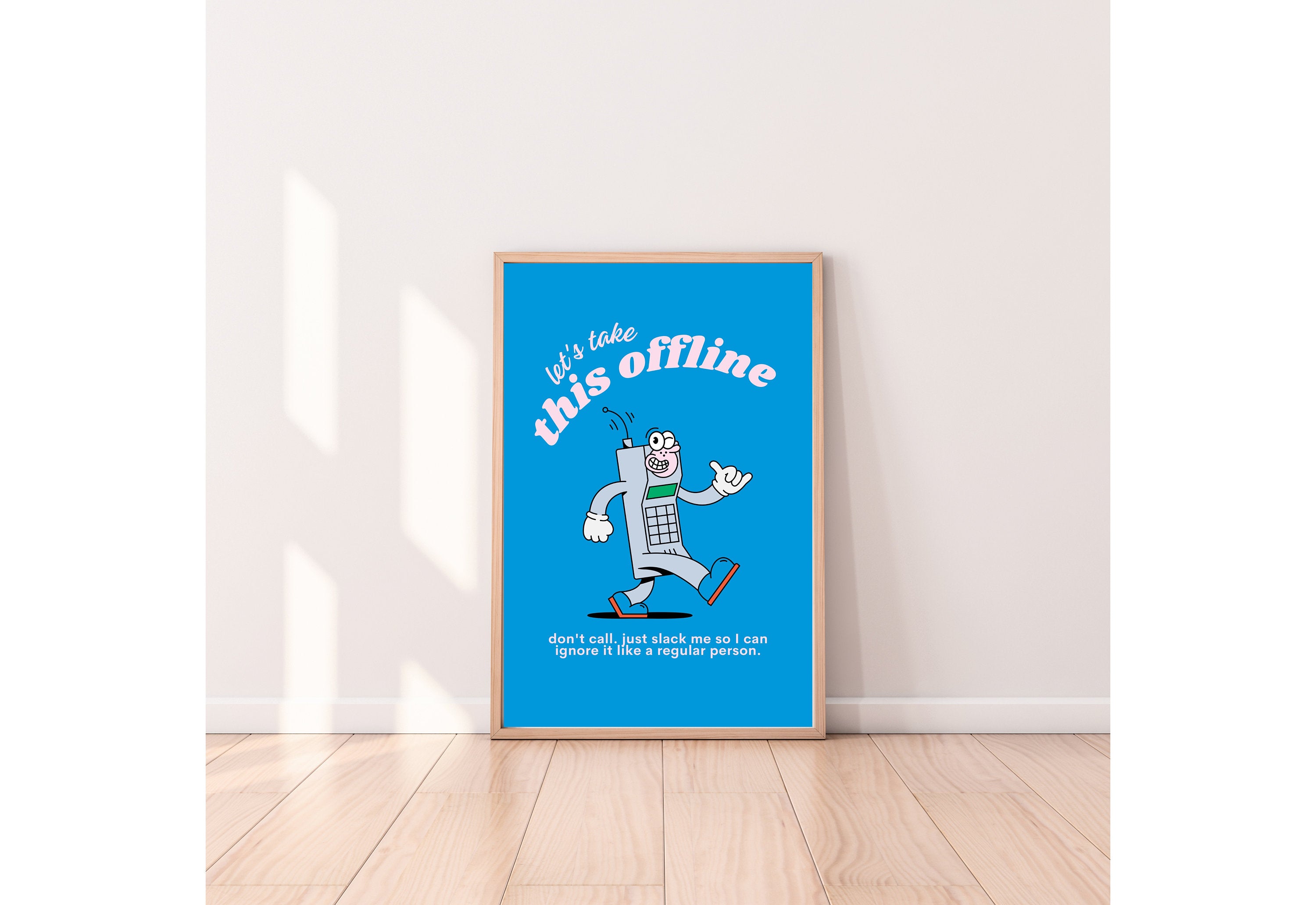 Take This Offline,Digital Download,Computer Cartoon,Retro Character Art,Trendy Posters,Vintage Mascot Poster,Funny Office Wall Art