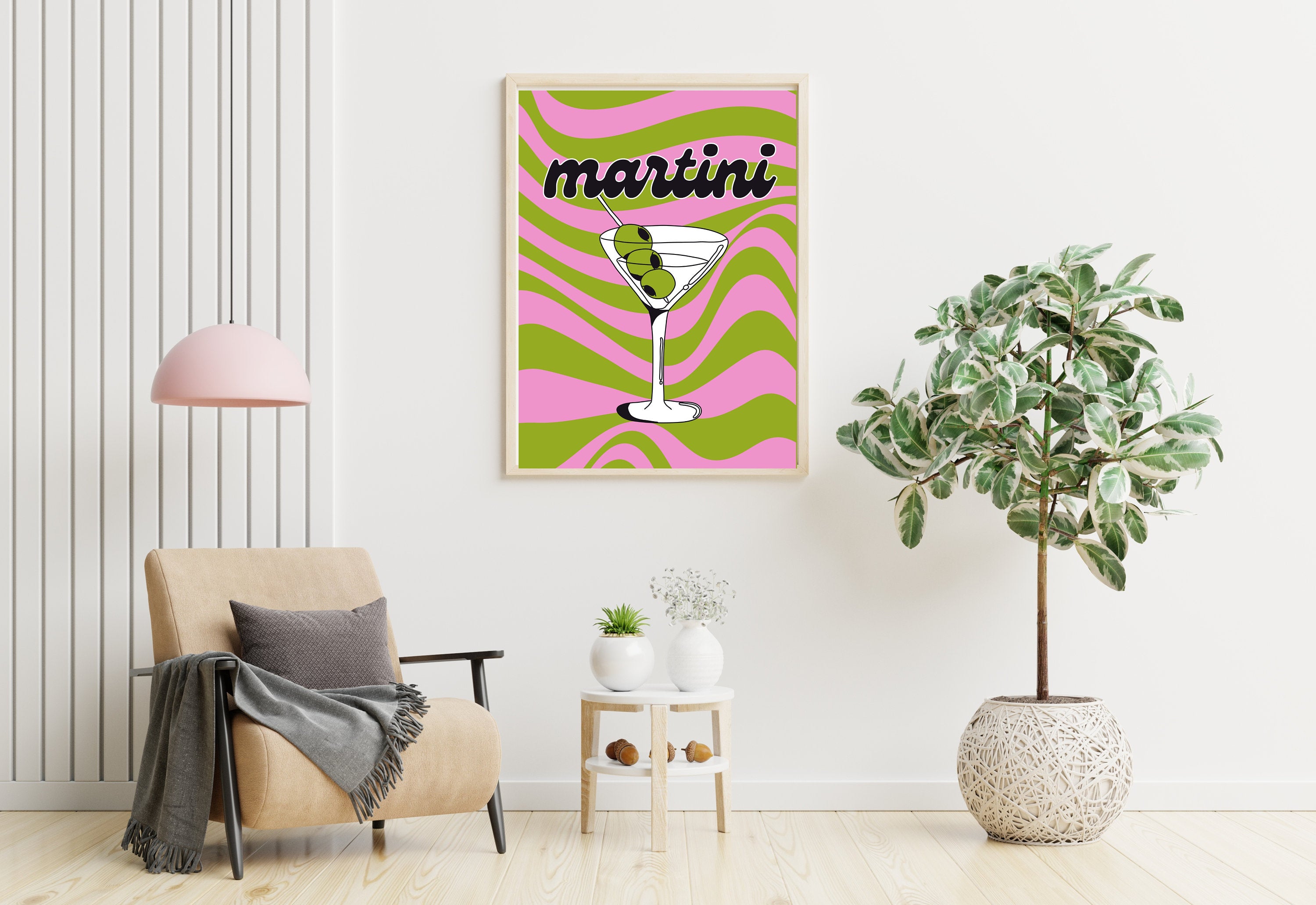 One More Round-Digital Download-Martini Art-Retro Print-Cheers Art Print-Trendy Art-70s Art Print-Girly Art-Cocktail Art-Preppy Bar Cart Art