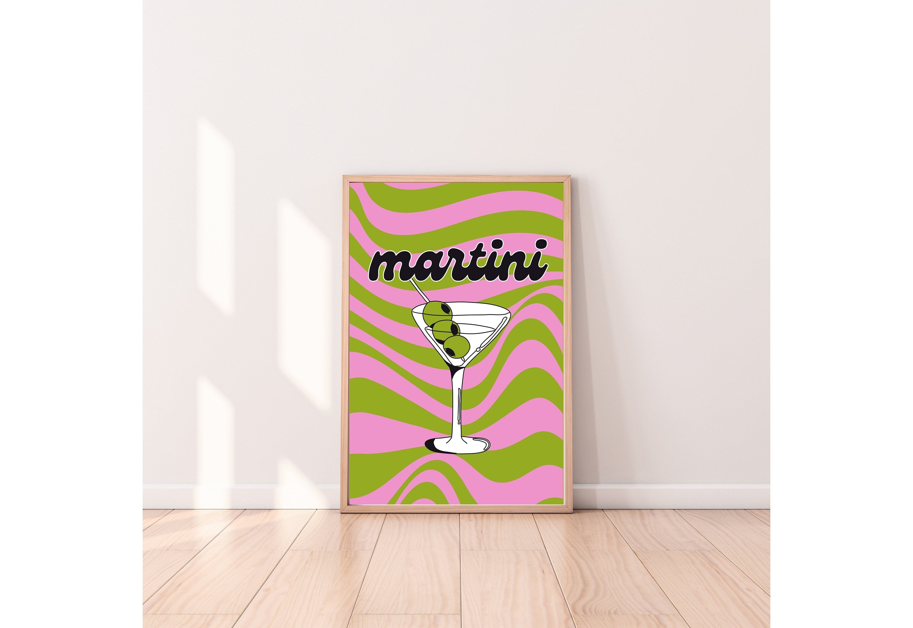 One More Round-Digital Download-Martini Art-Retro Print-Cheers Art Print-Trendy Art-70s Art Print-Girly Art-Cocktail Art-Preppy Bar Cart Art