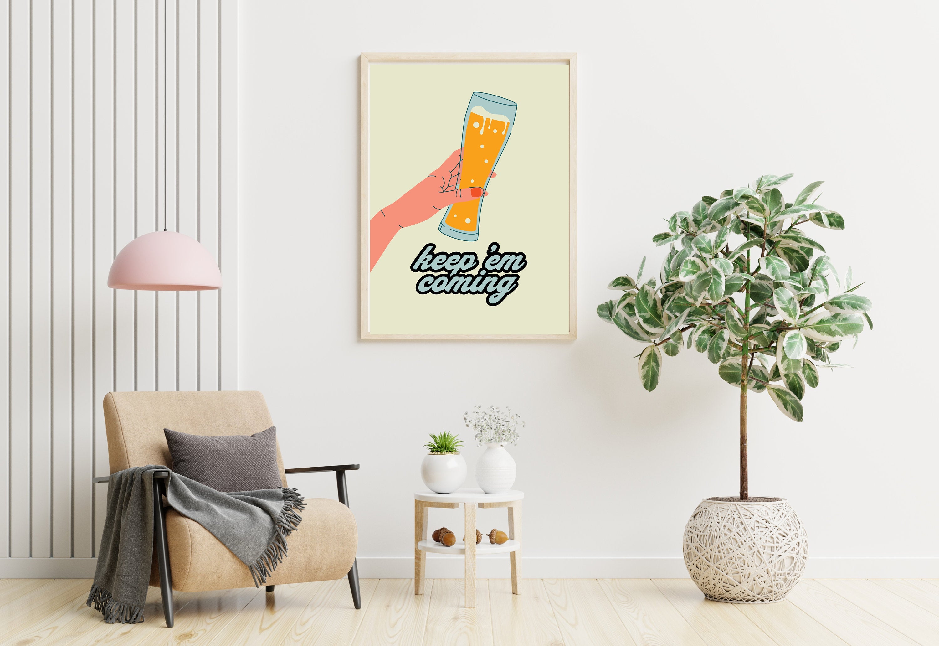 Beer Digital Art Print: A vibrant and colorful digital artwork featuring various beer-related elements, perfect for beer enthusiasts and art lovers.