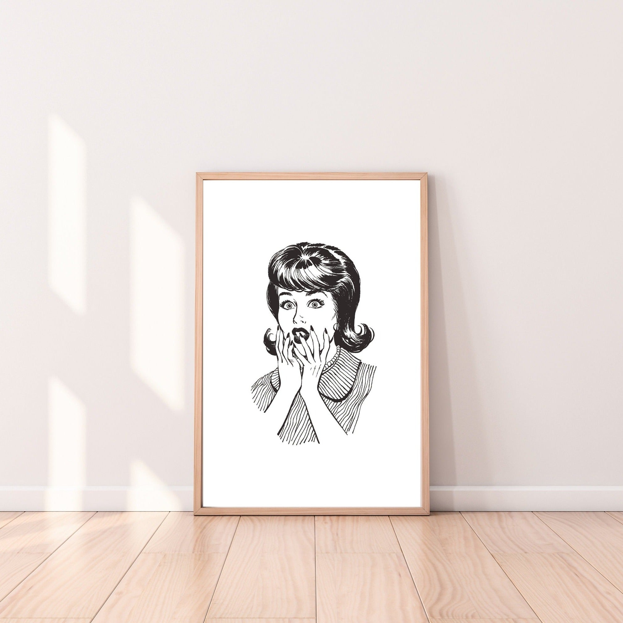 Abstract Gallery Wall, Vintage Girl Art, Black and White Print, Fun Girls Room Art, Bedroom Art, Simple Vintage Art, Retro Cartoon Prints