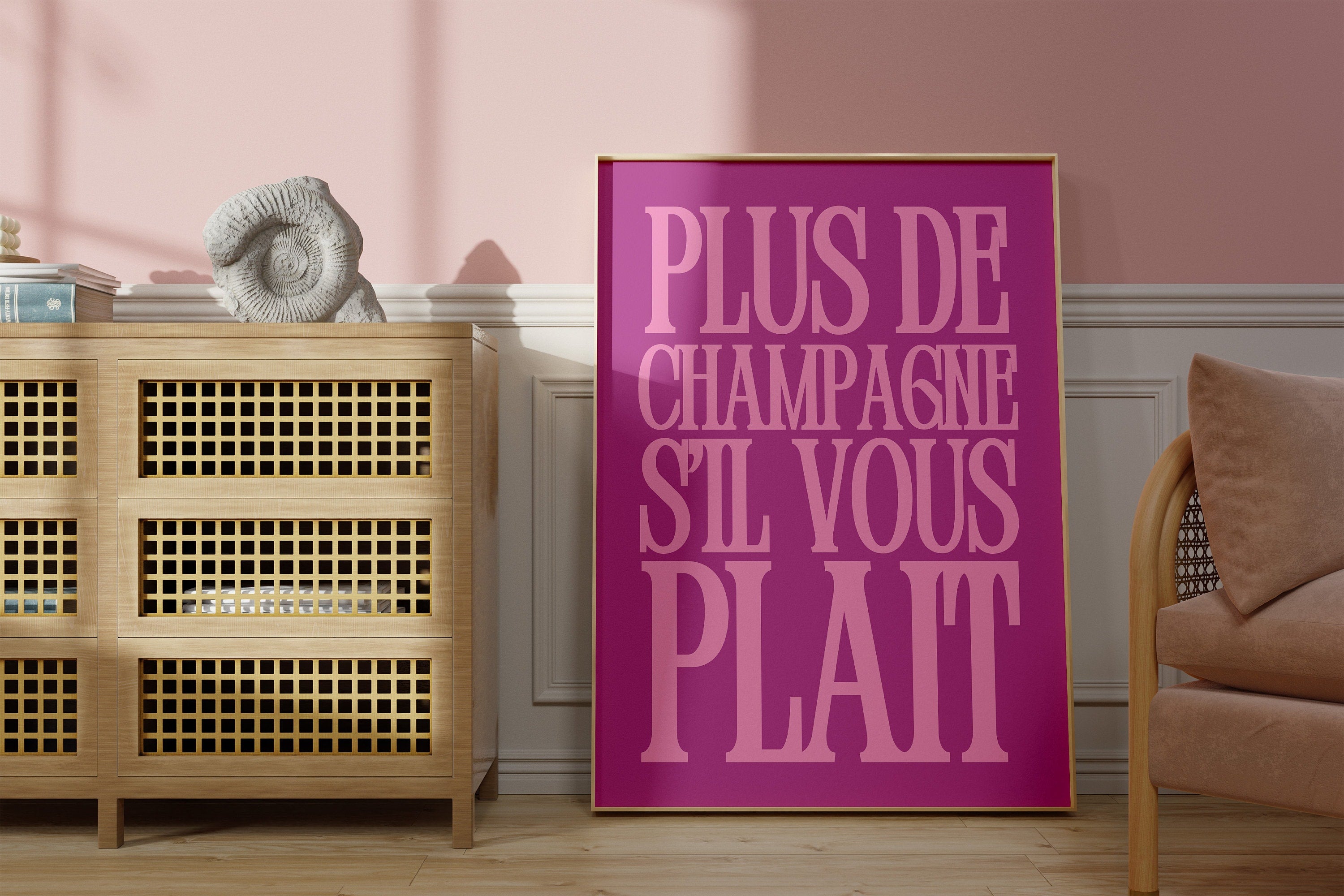 More Champagne Please Art-Retro Champagne Poster-Wall Print-Digital Download-Preppy Pink Prints-Y2K Aesthetic-Girly Bar Cart Art