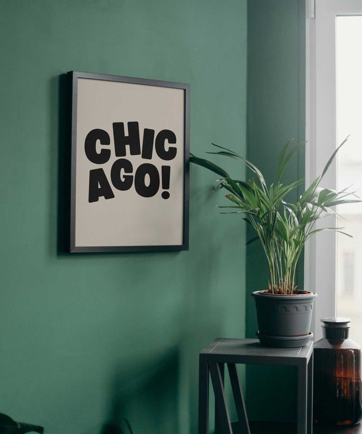 Chicago Art Print,Digital Art Download,Black Chicago Wall Art,Cute Trendy Art,Chicago Posters-Chicago Wall Poster,Beige Posters