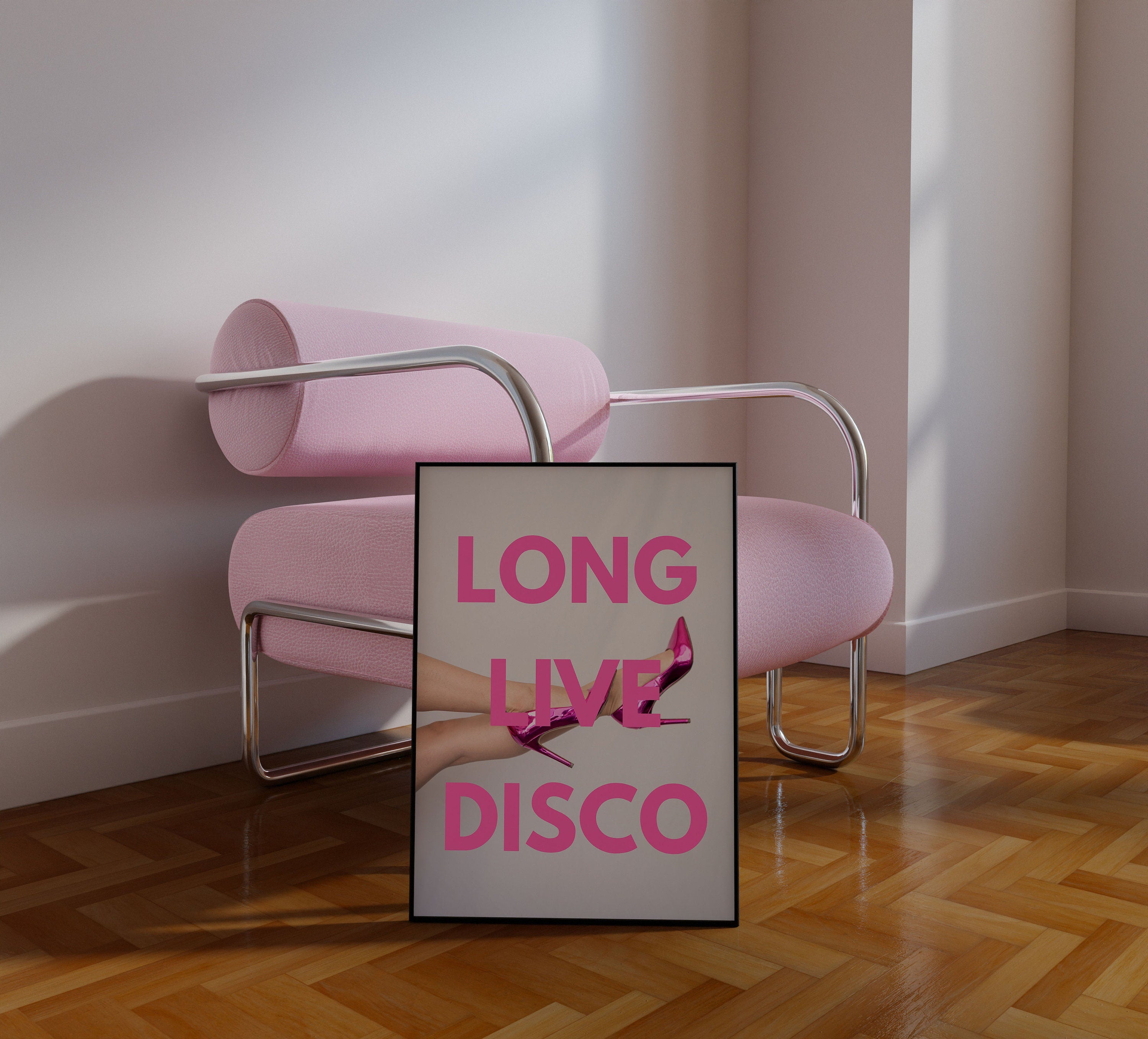 Y2k Art, Long Live Disco, Pink Wall Prints, Digital Pink Art, Disco Art Print, Photo Prints, Pink Aesthetic, Room Decor, Girly Room Decor