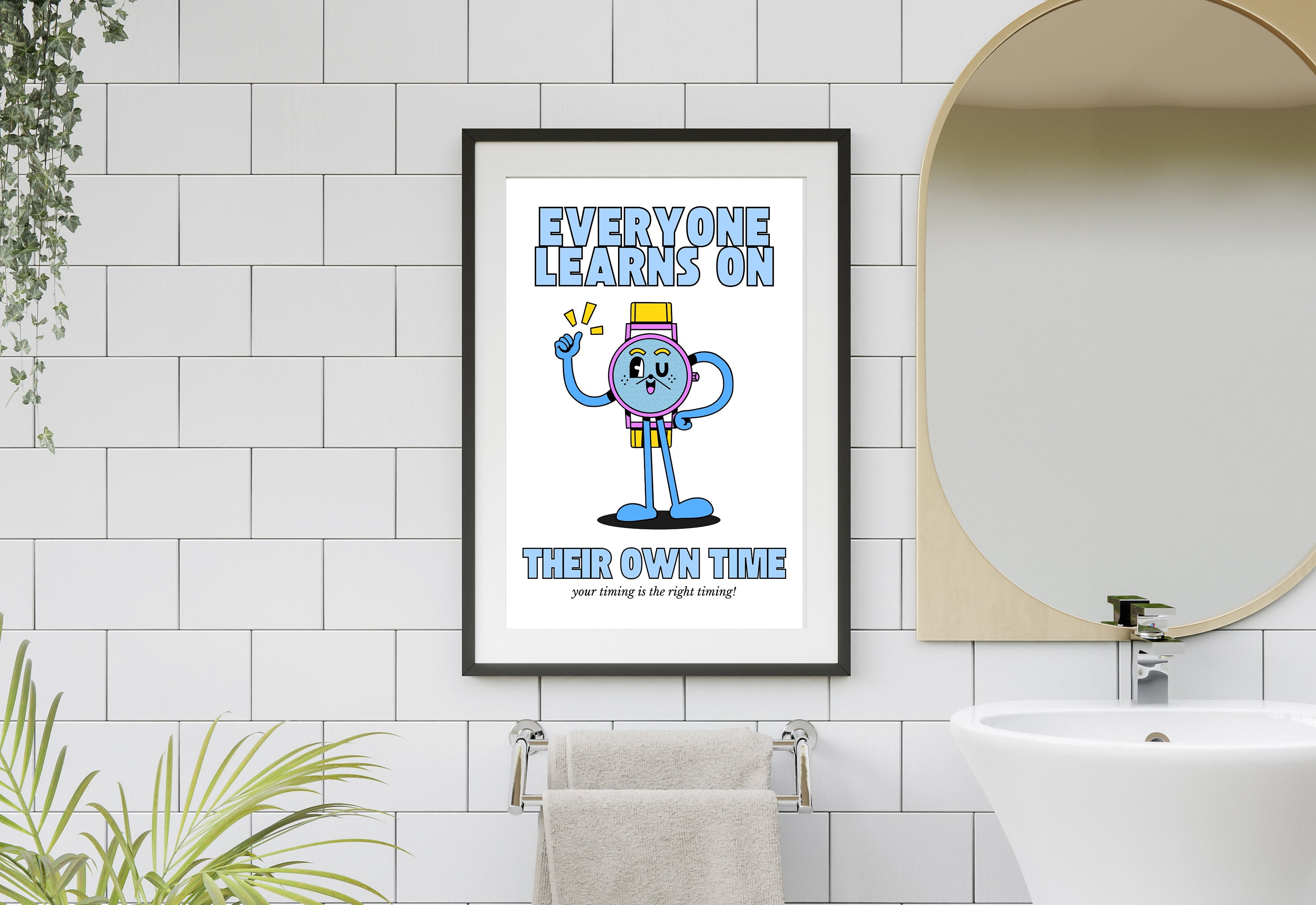 Classroom Art,Kids Room Art,Downloadable Print,Cartoon Art Print,Retro Character Art,Trendy Posters,Vintage Mascot Art,Cute Positive Art