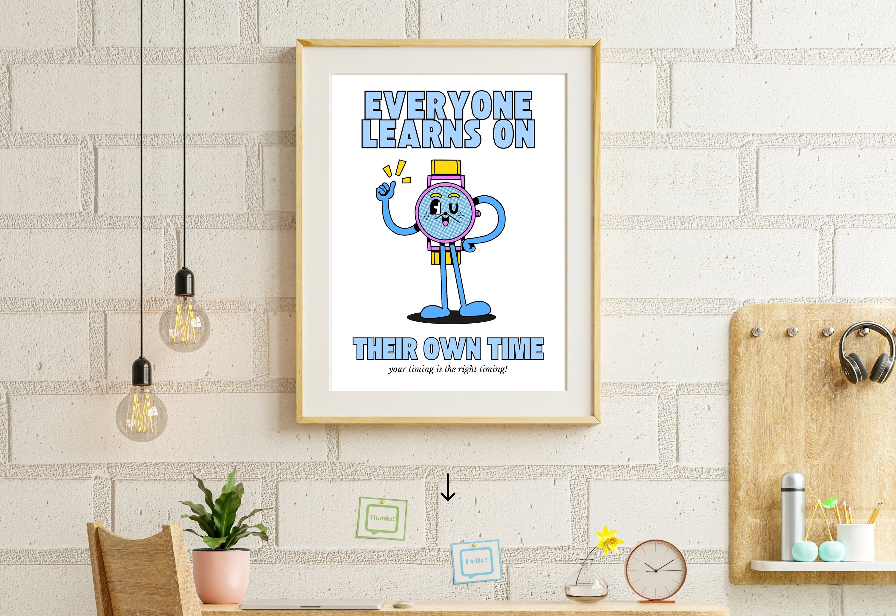 Classroom Art,Kids Room Art,Downloadable Print,Cartoon Art Print,Retro Character Art,Trendy Posters,Vintage Mascot Art,Cute Positive Art