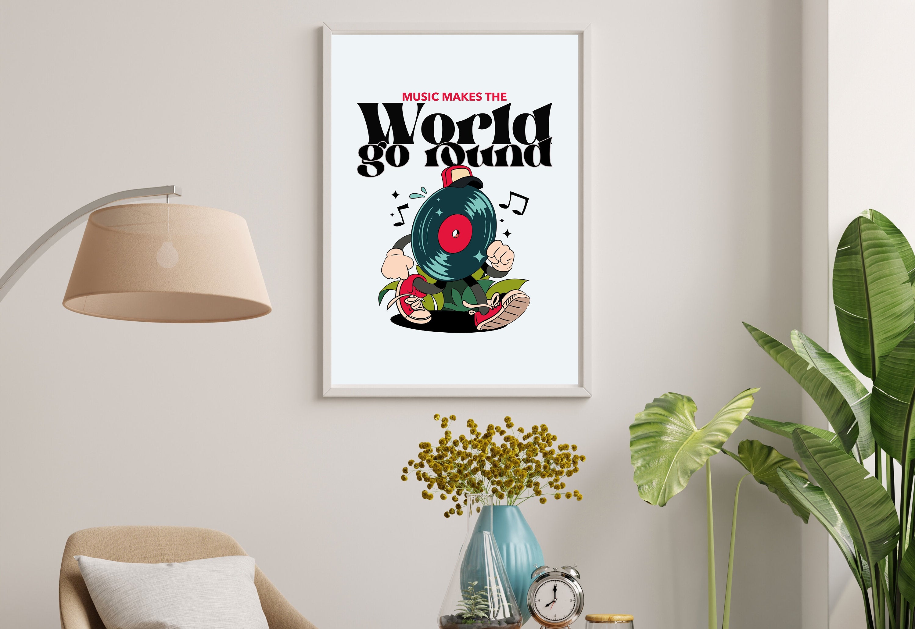 Music Art,Kids Room Art,Downloadable Print,Cartoon Art Print,Retro Character Art,Trendy Posters,Vintage Mascot Art,Cute Positive Art