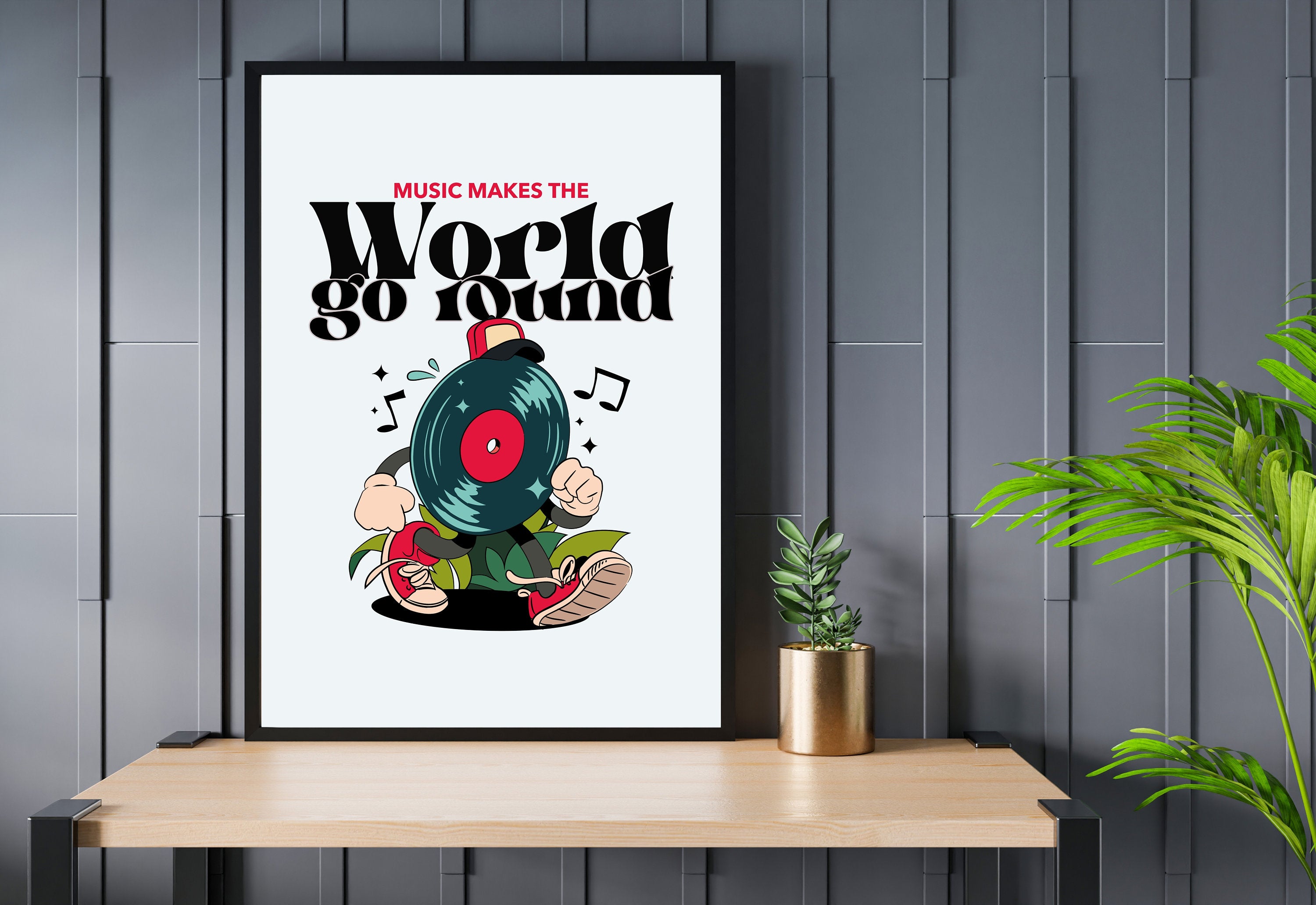 Music Art,Kids Room Art,Downloadable Print,Cartoon Art Print,Retro Character Art,Trendy Posters,Vintage Mascot Art,Cute Positive Art