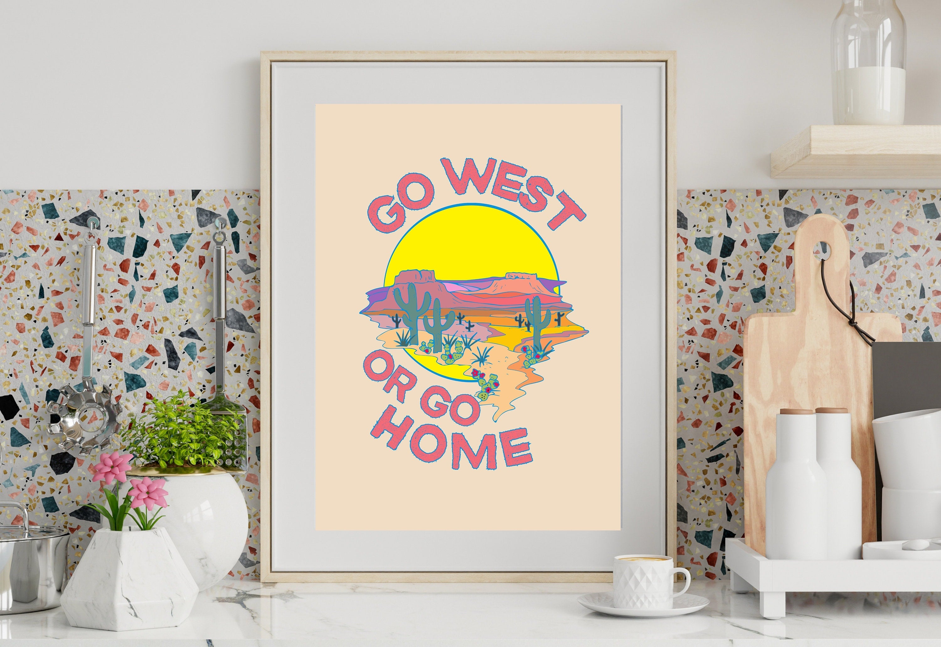 Go West Art,Cowgirl Art Prints,Pink Western Prints,Western Art Prints,Large Texas Poster,Pink Rodeo Poster,Cute Western Prints,Girly Art