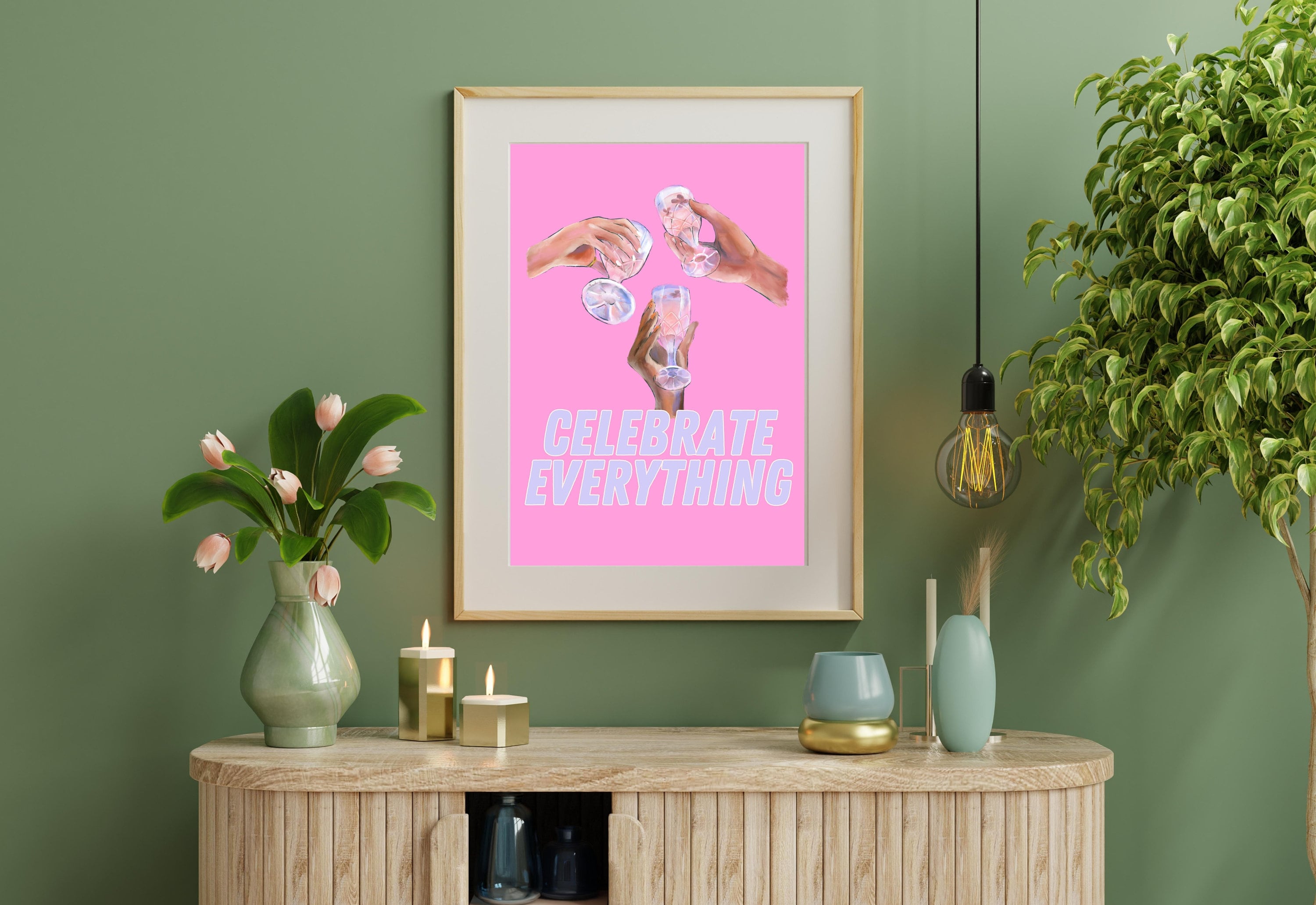 Celebrate Everything Art-Digital Download-Martini Art Print-Cheers Art Print-Trendy Art-70s Art Print-Girly Art-Cocktail Art-Preppy Pink Bar