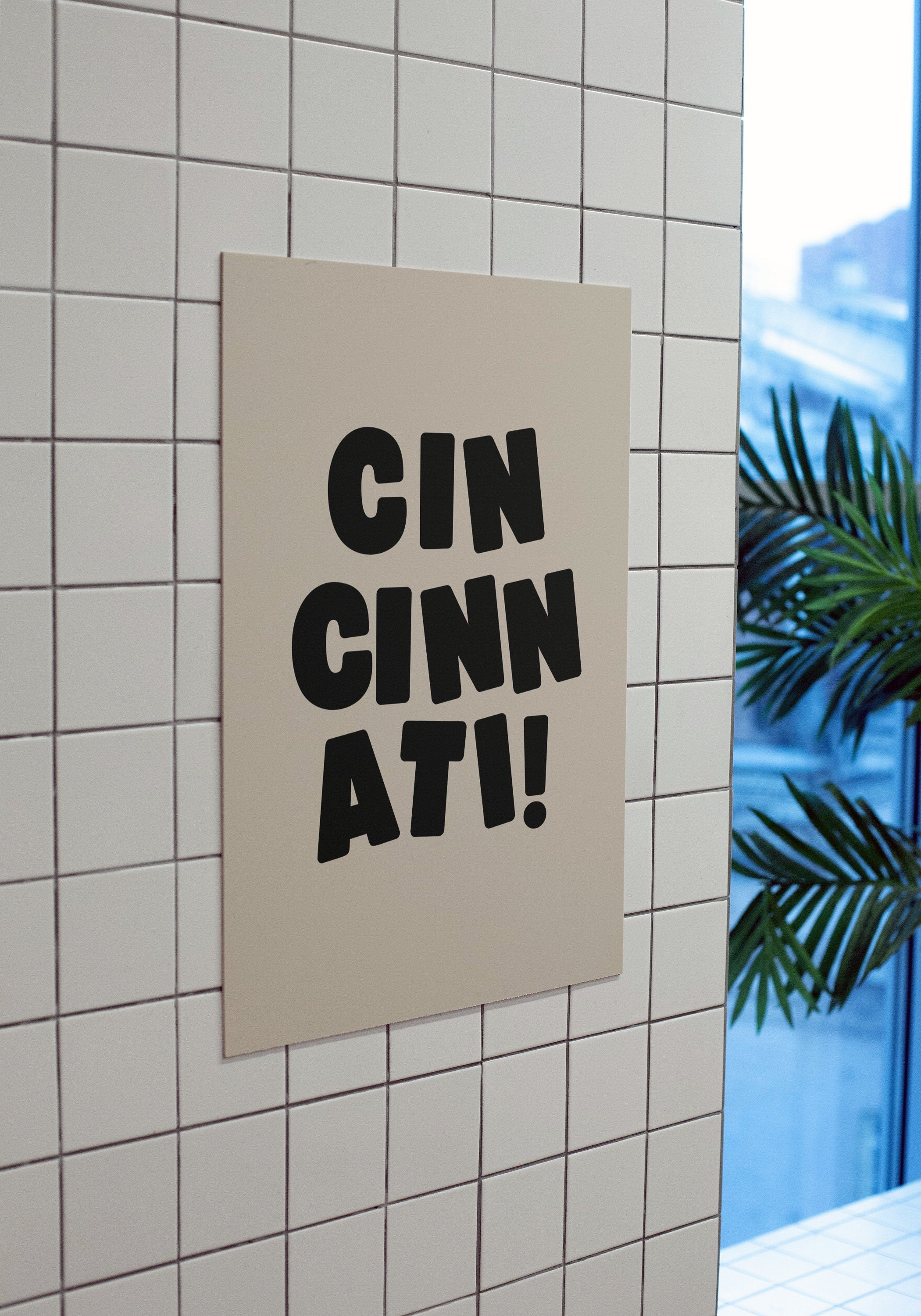 Cincinnati Art Print,Digital Art Download,Cincinnati Wall Art,Cute Trendy Art,Cincinnati Posters,Cincinnati Wall Poster,Beige Posters