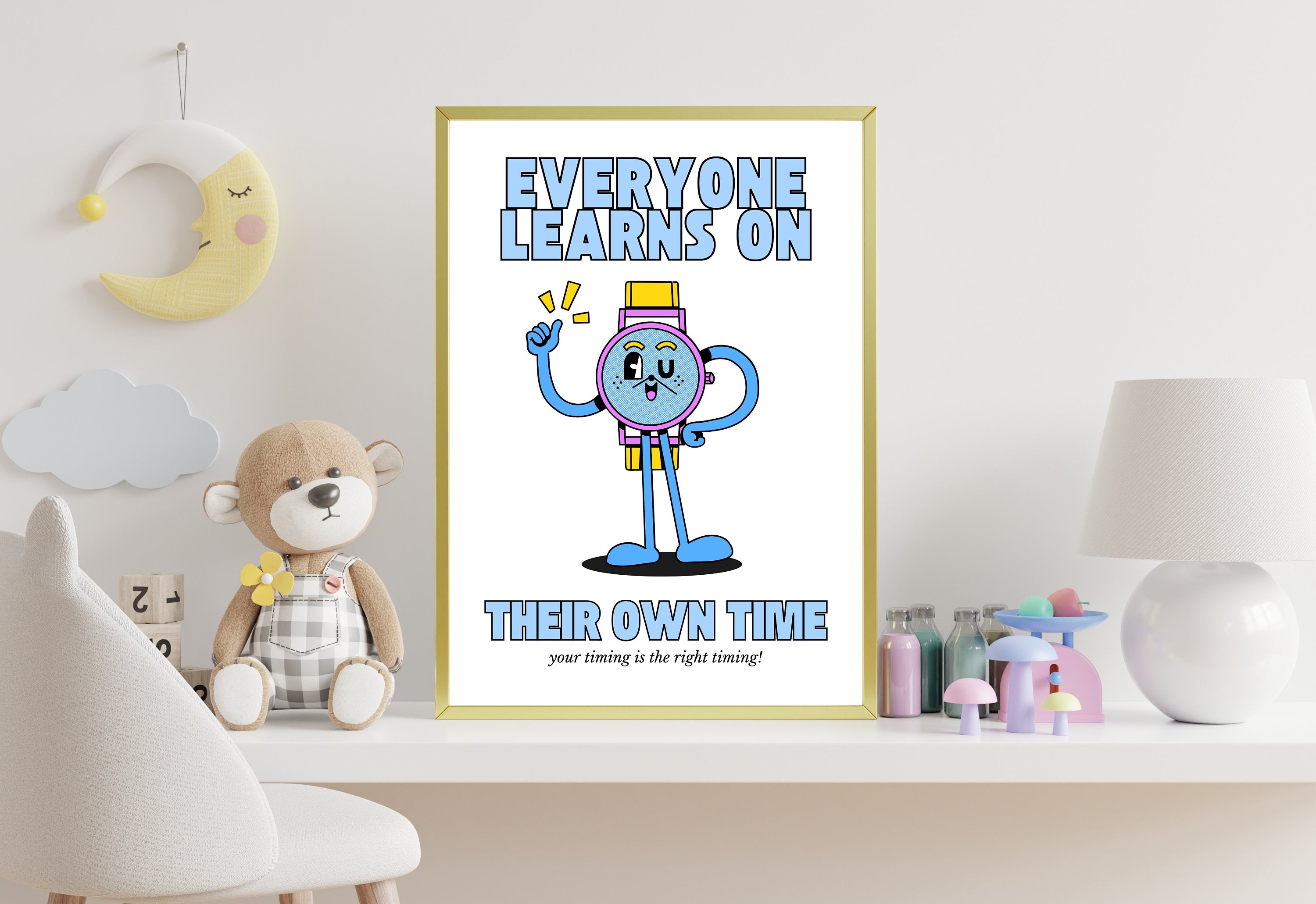 Classroom Art,Kids Room Art,Downloadable Print,Cartoon Art Print,Retro Character Art,Trendy Posters,Vintage Mascot Art,Cute Positive Art