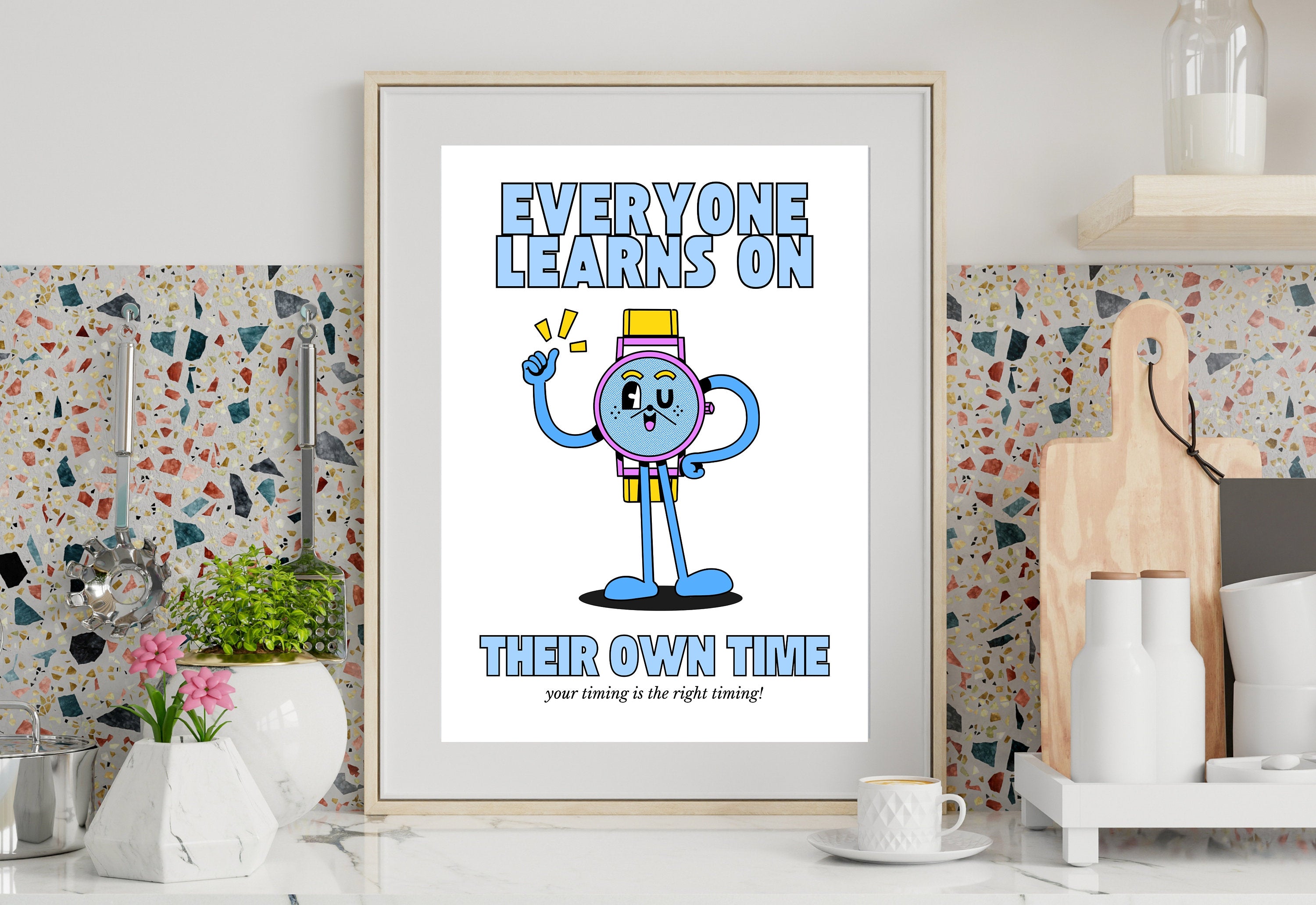 Classroom Art,Kids Room Art,Downloadable Print,Cartoon Art Print,Retro Character Art,Trendy Posters,Vintage Mascot Art,Cute Positive Art