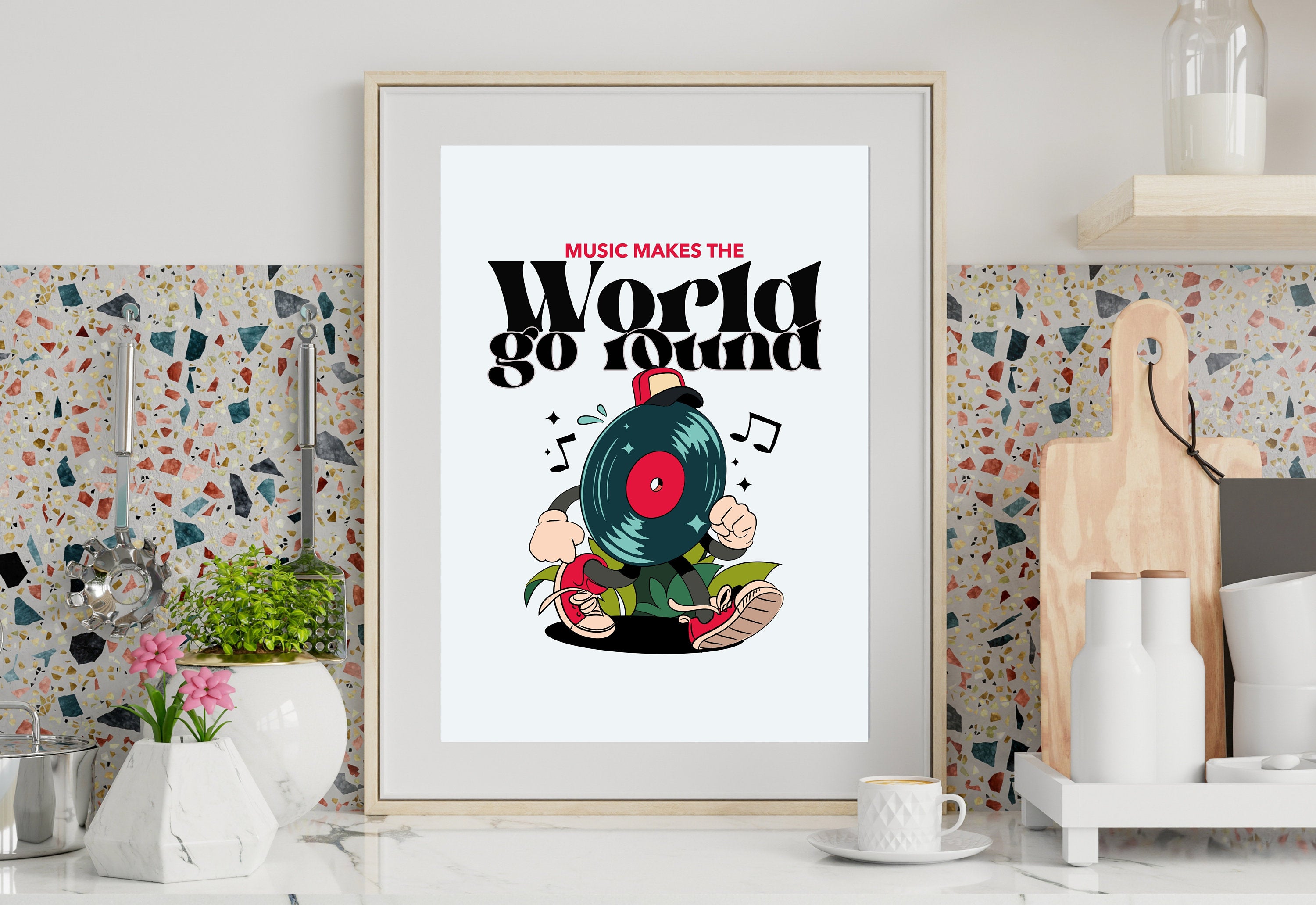 Music Art,Kids Room Art,Downloadable Print,Cartoon Art Print,Retro Character Art,Trendy Posters,Vintage Mascot Art,Cute Positive Art