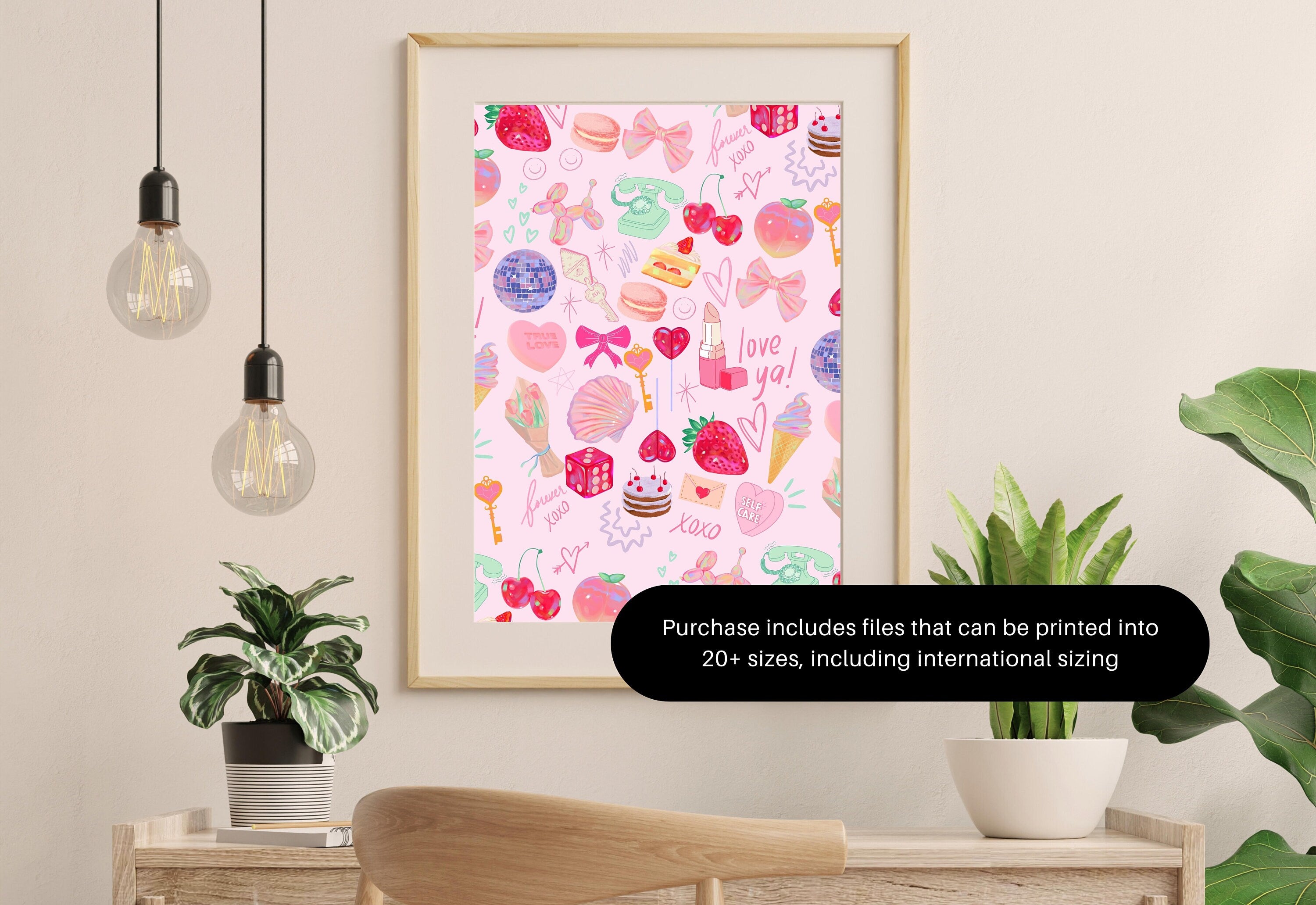 Pink Girly Art Print,Retro Posters,Lucky Girl Syndrome Art,Trendy Wall Art,Aesthetic Print,Dorm Art,Pink Art, Dorm Decor, Lucky Girl Pink